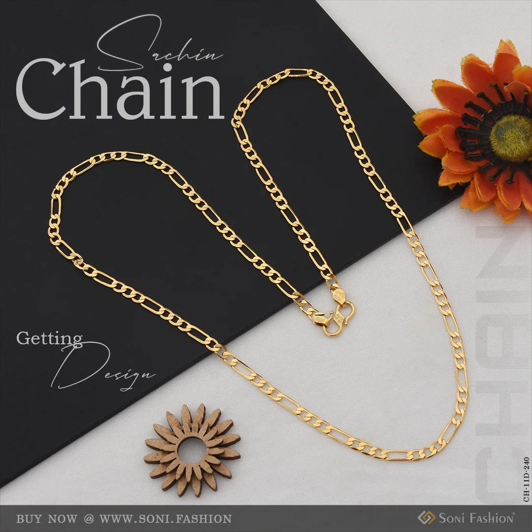 Attention-Getting Design Gold Plated Sachin Chain for Men - Style D240