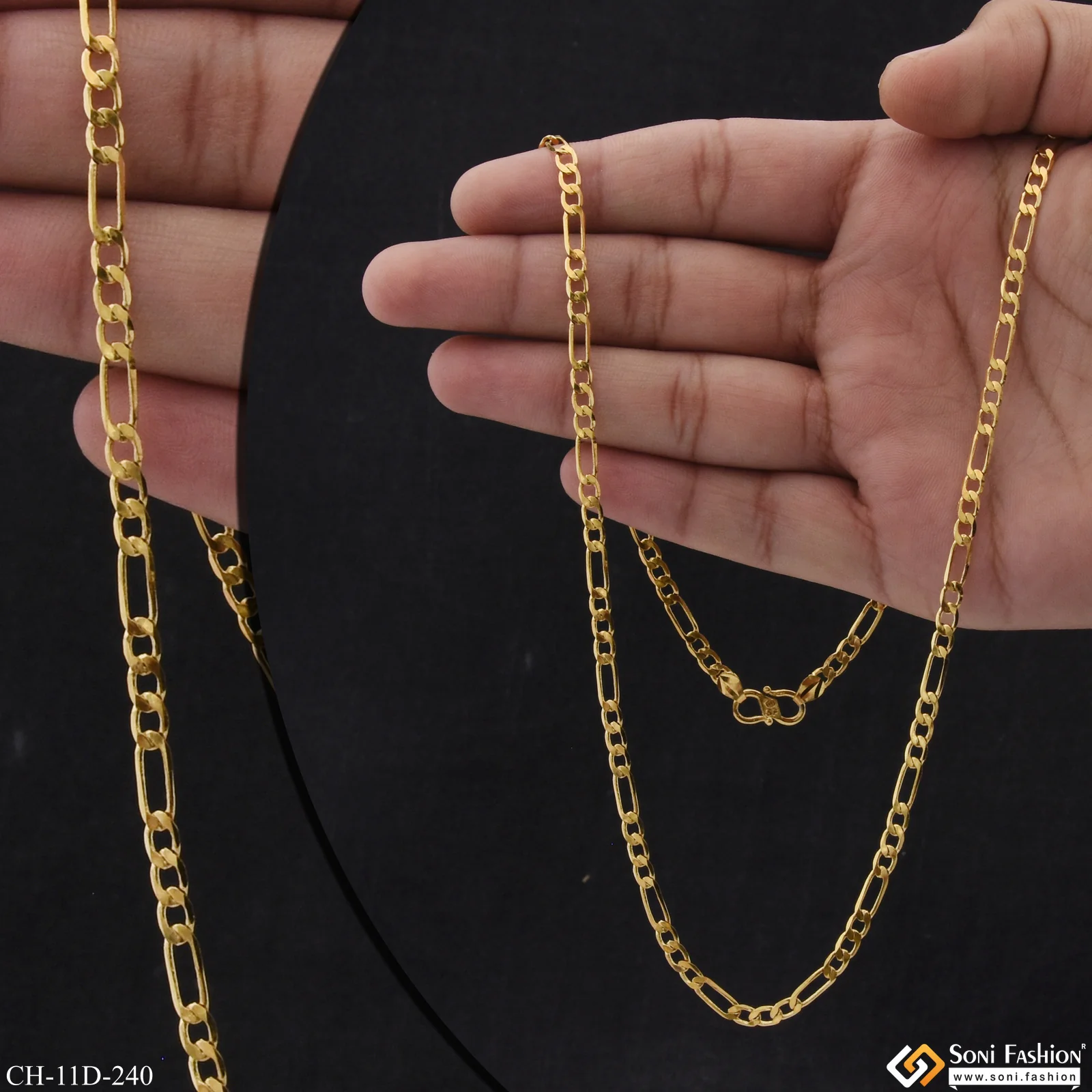 Attention-Getting Design Gold Plated Sachin Chain for Men - Style D240 - Image 3