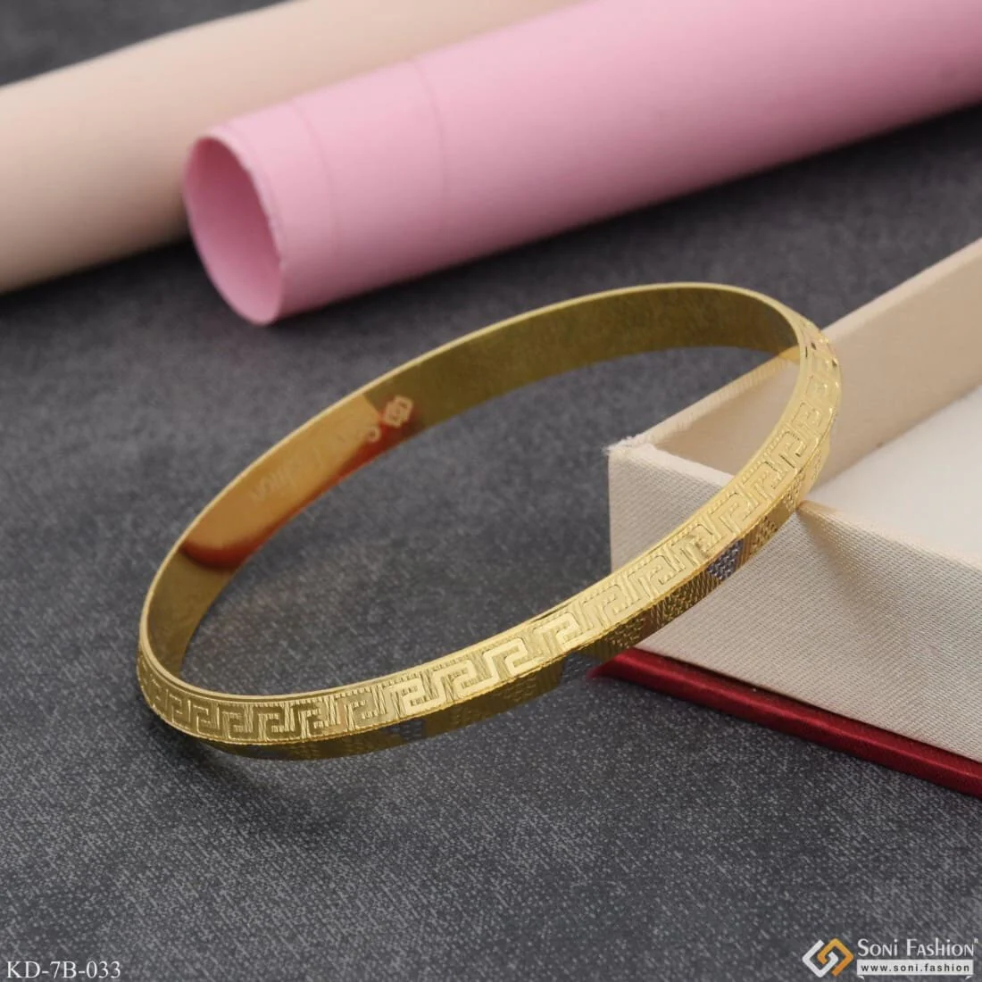 Attention-getting Design High Quality Gold Plated Punjabi Kada For Men - Style B033 - Image 3