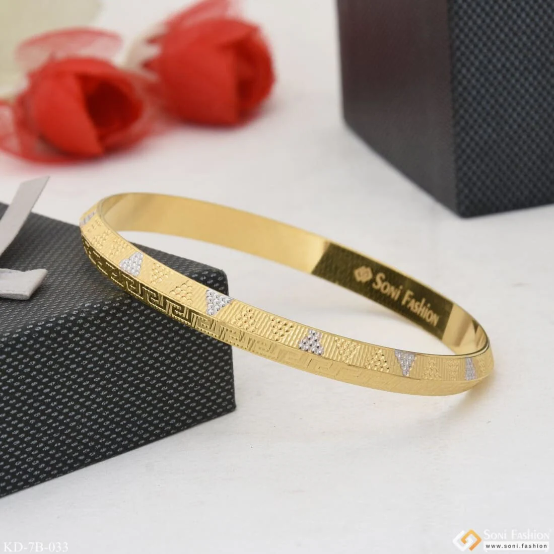 Attention-getting Design High Quality Gold Plated Punjabi Kada For Men - Style B033 - Image 4