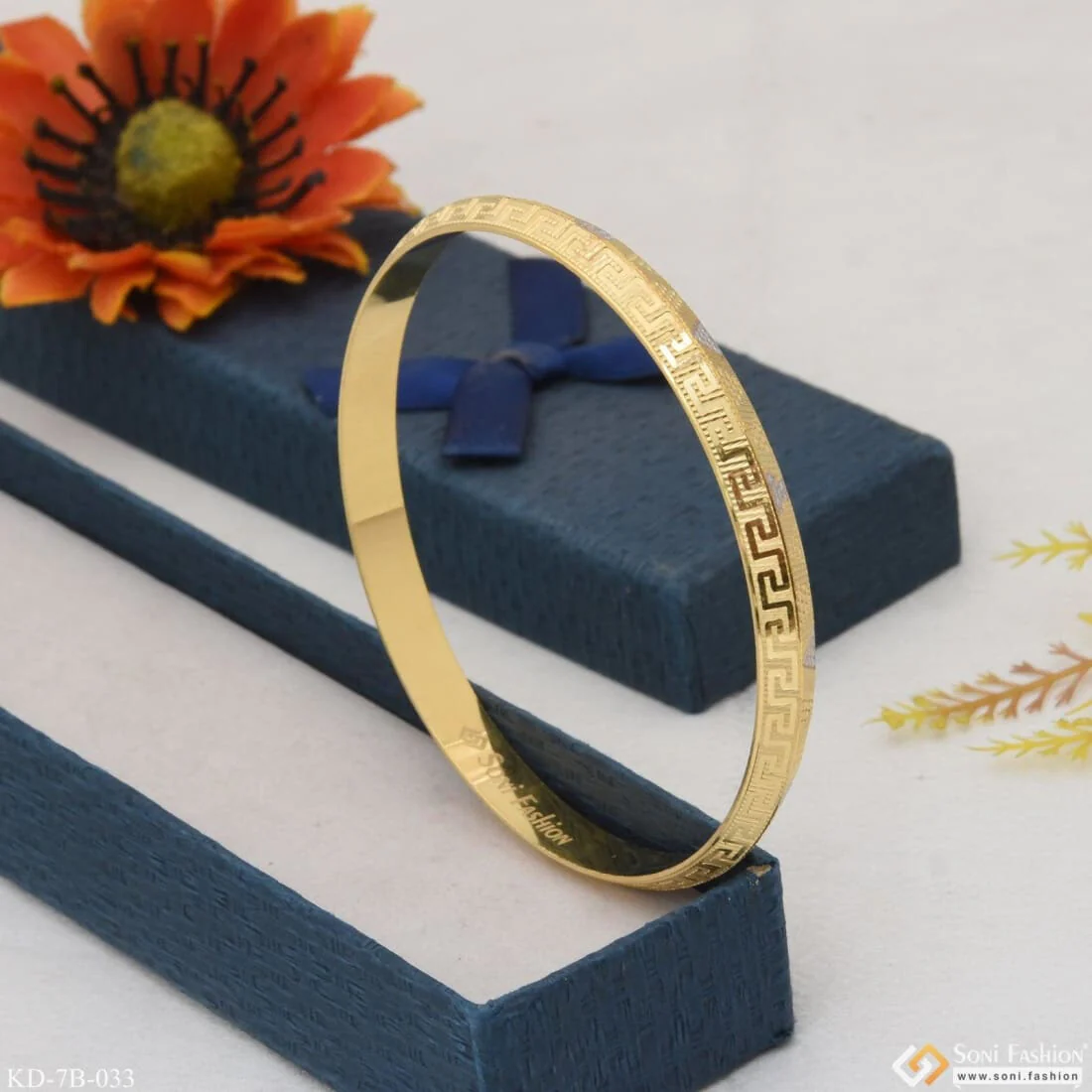 Attention-getting Design High Quality Gold Plated Punjabi Kada For Men - Style B033 - Image 5