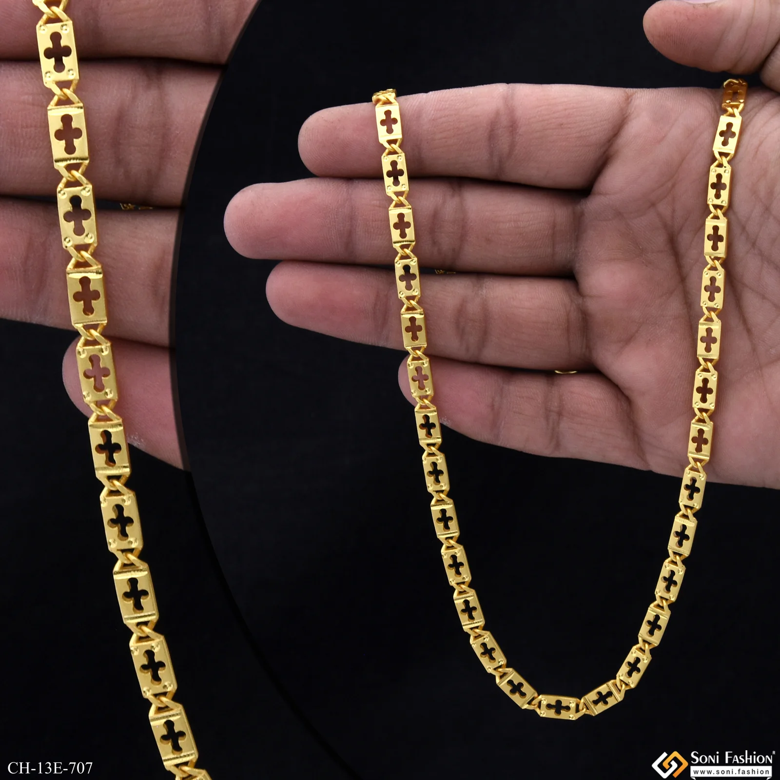 Attractive Design Gold Plated Nawabi Chain for Men - Style E707 - Image 2