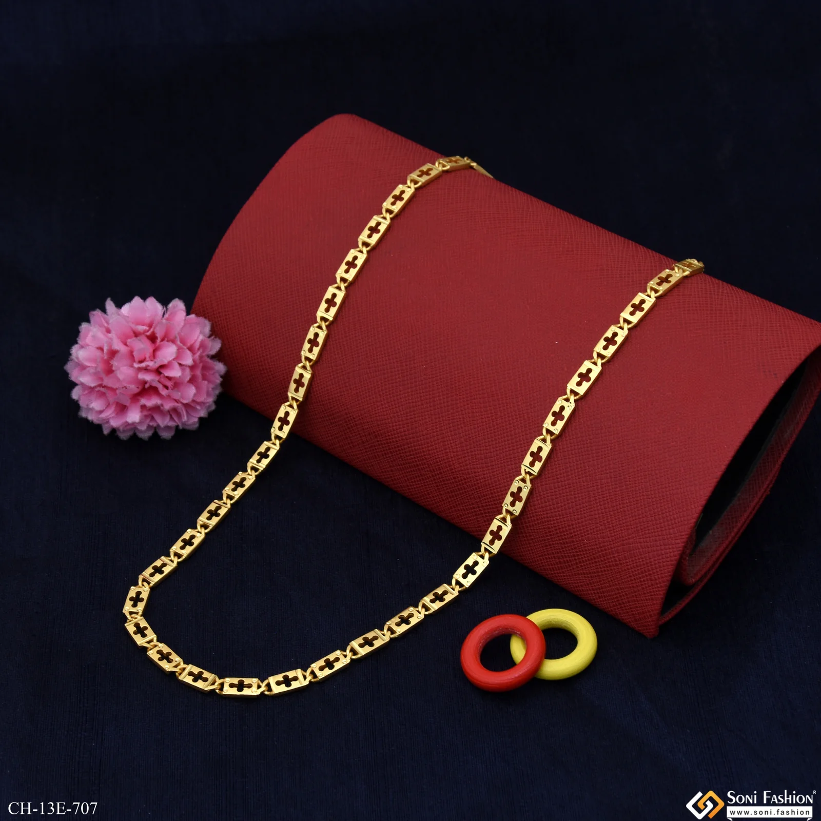 Attractive Design Gold Plated Nawabi Chain for Men - Style E707 - Image 3