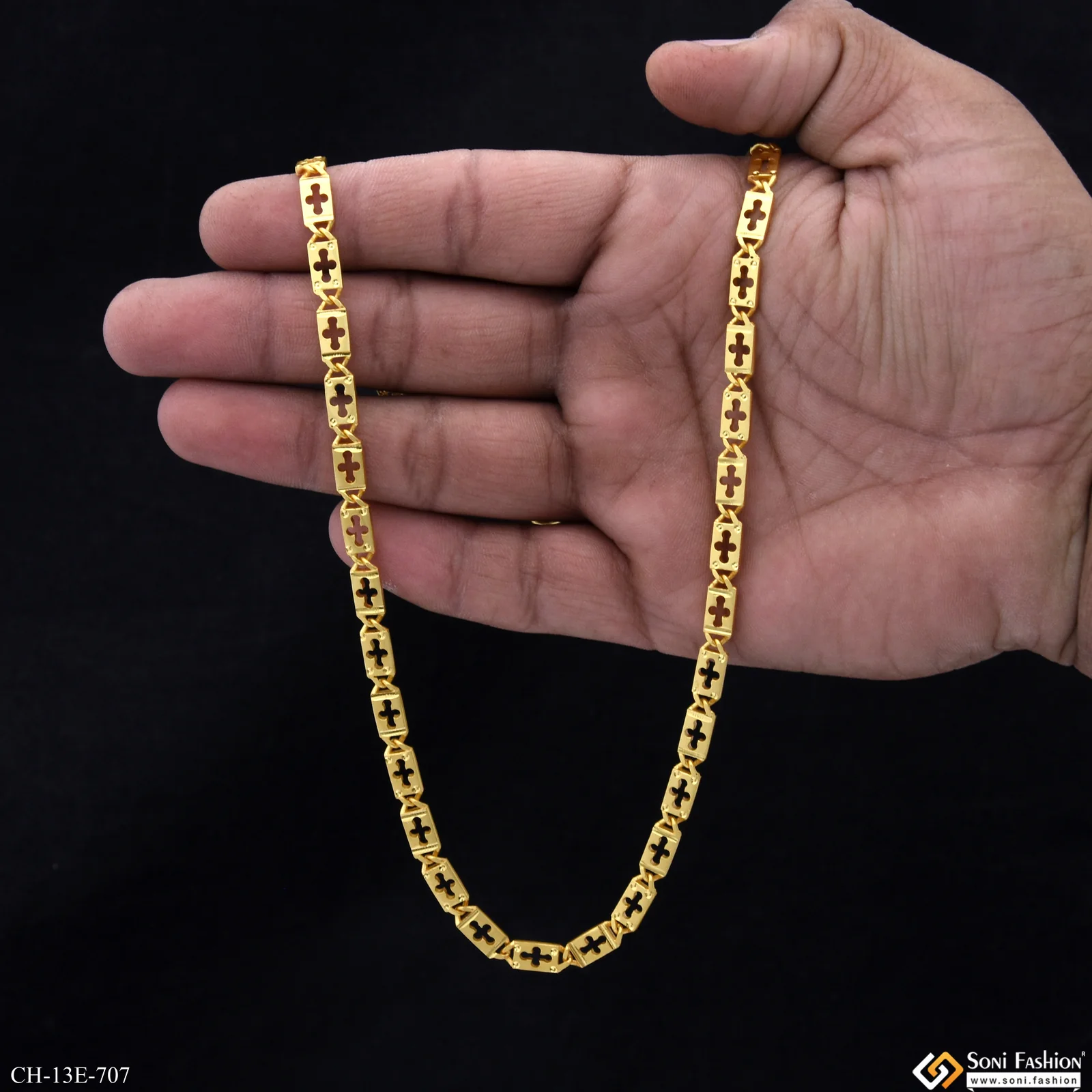 Attractive Design Gold Plated Nawabi Chain for Men - Style E707 - Image 6