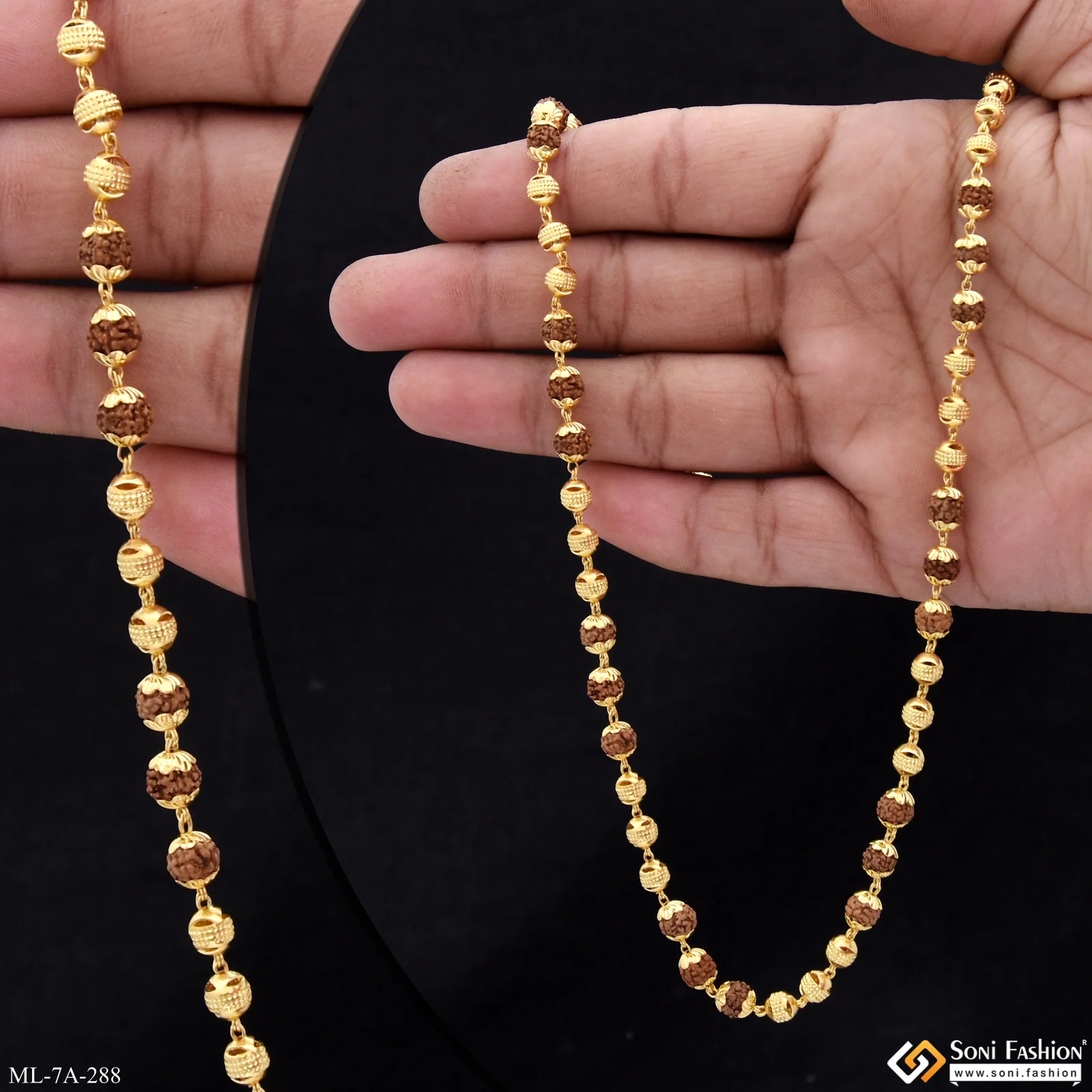 Attractive Design Gold Plated Rudraksha Mala for Men - Style A288 - Image 3