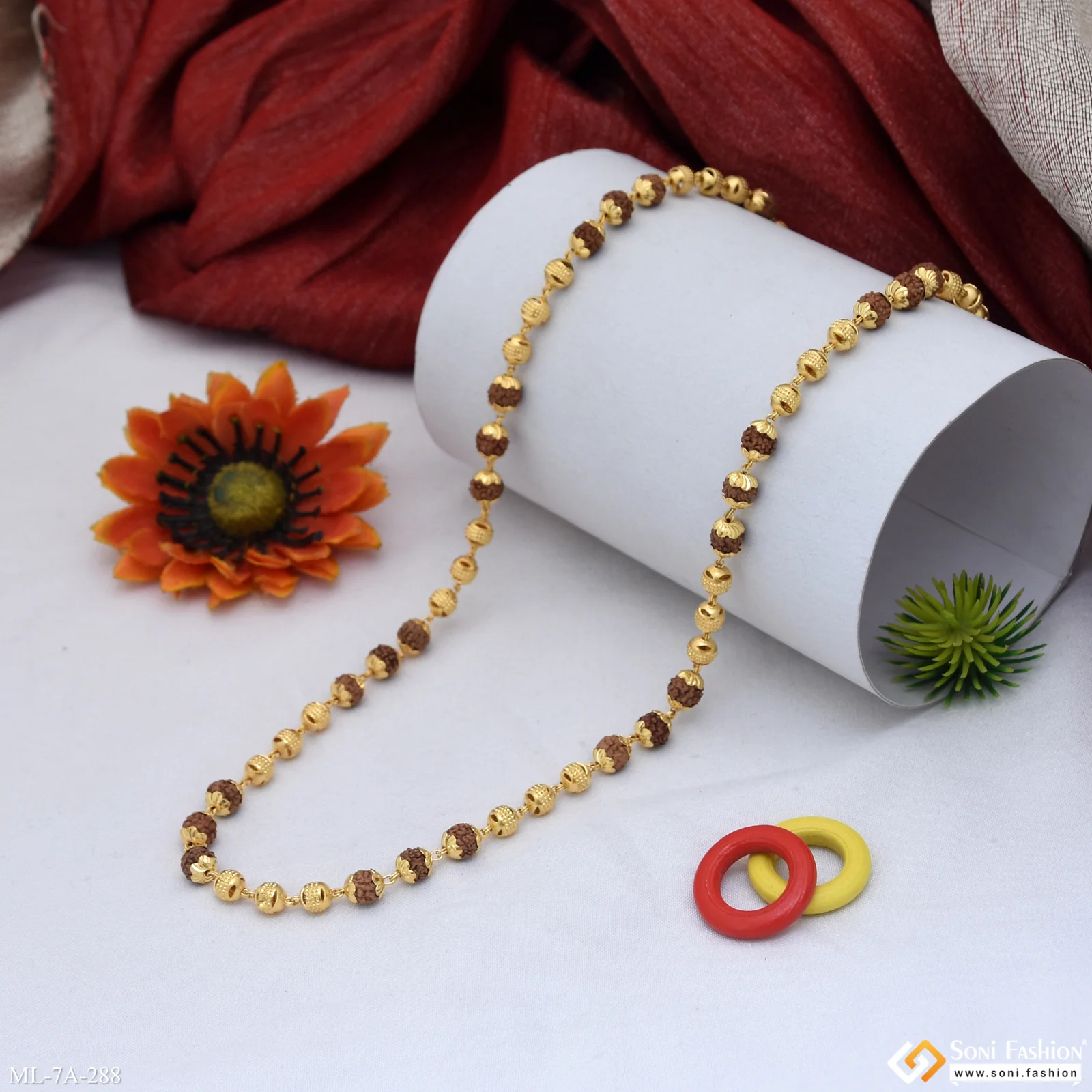 Attractive Design Gold Plated Rudraksha Mala for Men - Style A288 - Image 4