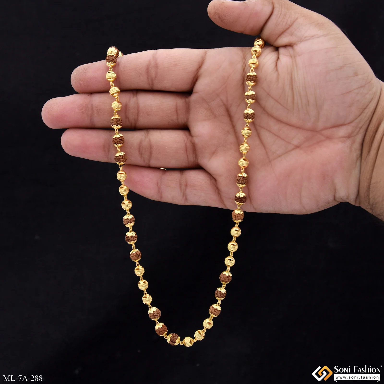 Attractive Design Gold Plated Rudraksha Mala for Men - Style A288 - Image 6