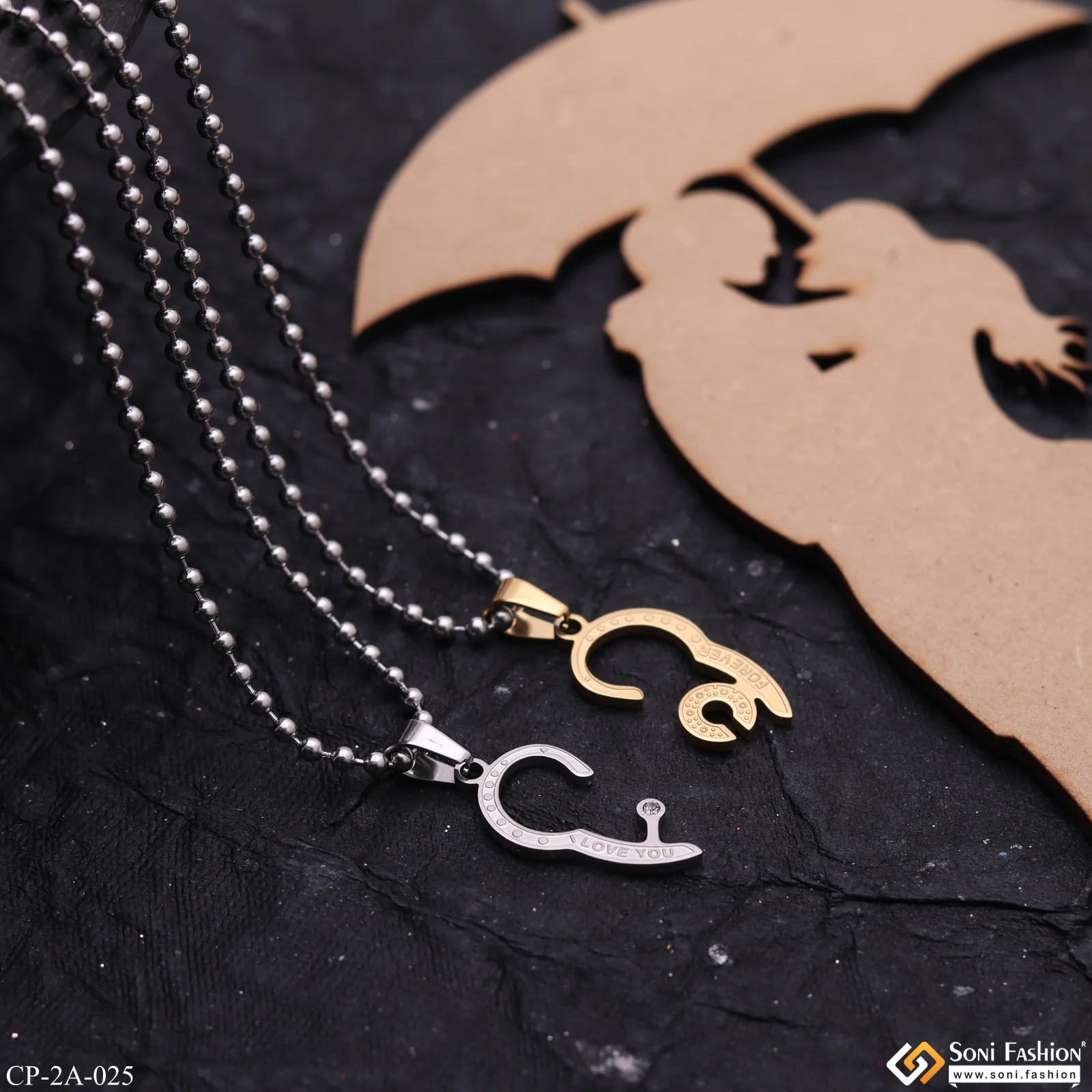 Attractive Heart with Diamond Locket with 2 Chain for Gift Stainless Steel Pendant Set - Style A025 - Image 5