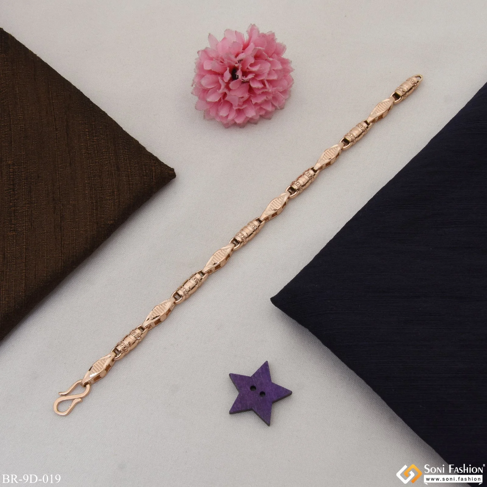 Awesome Design Antique Design Rose Gold Color Bracelet for Men - Style D019 - Image 3