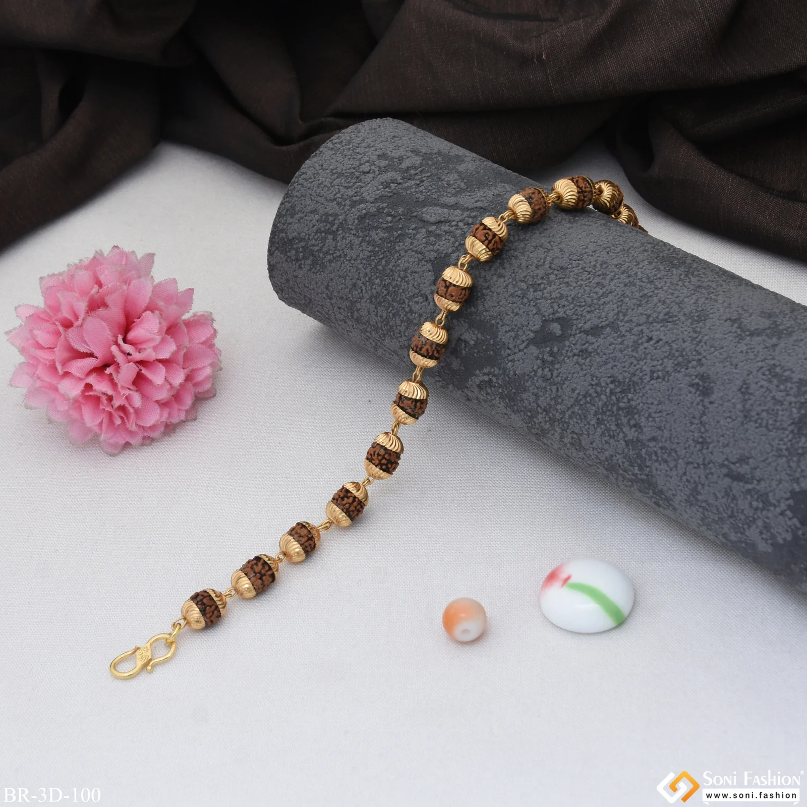 Awesome Design Funky Design Gold Plated Rudraksha Bracelet for Men - Style D100 - Image 4