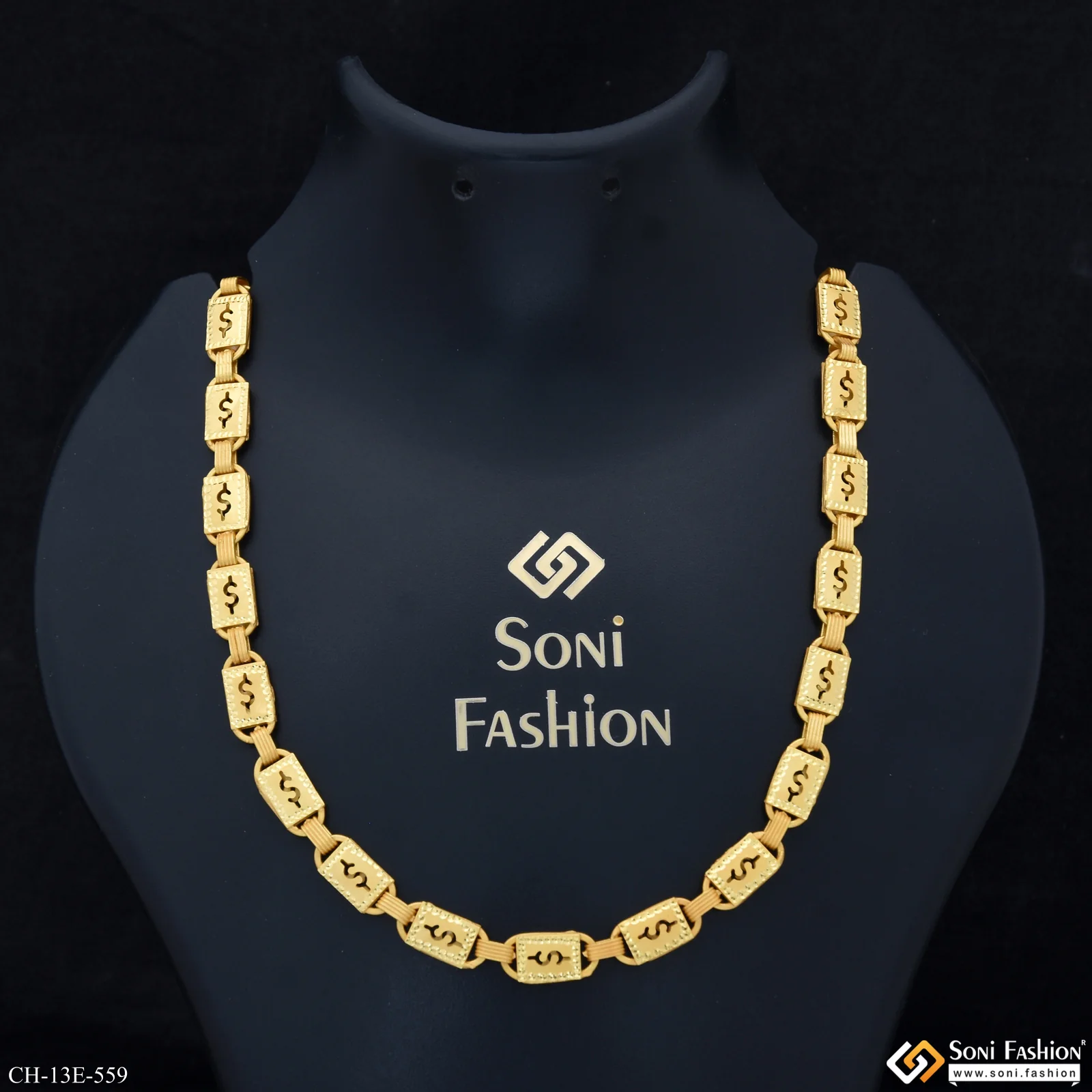 Awesome Design Gold Plated Biscuit Chain for Men - Style E559