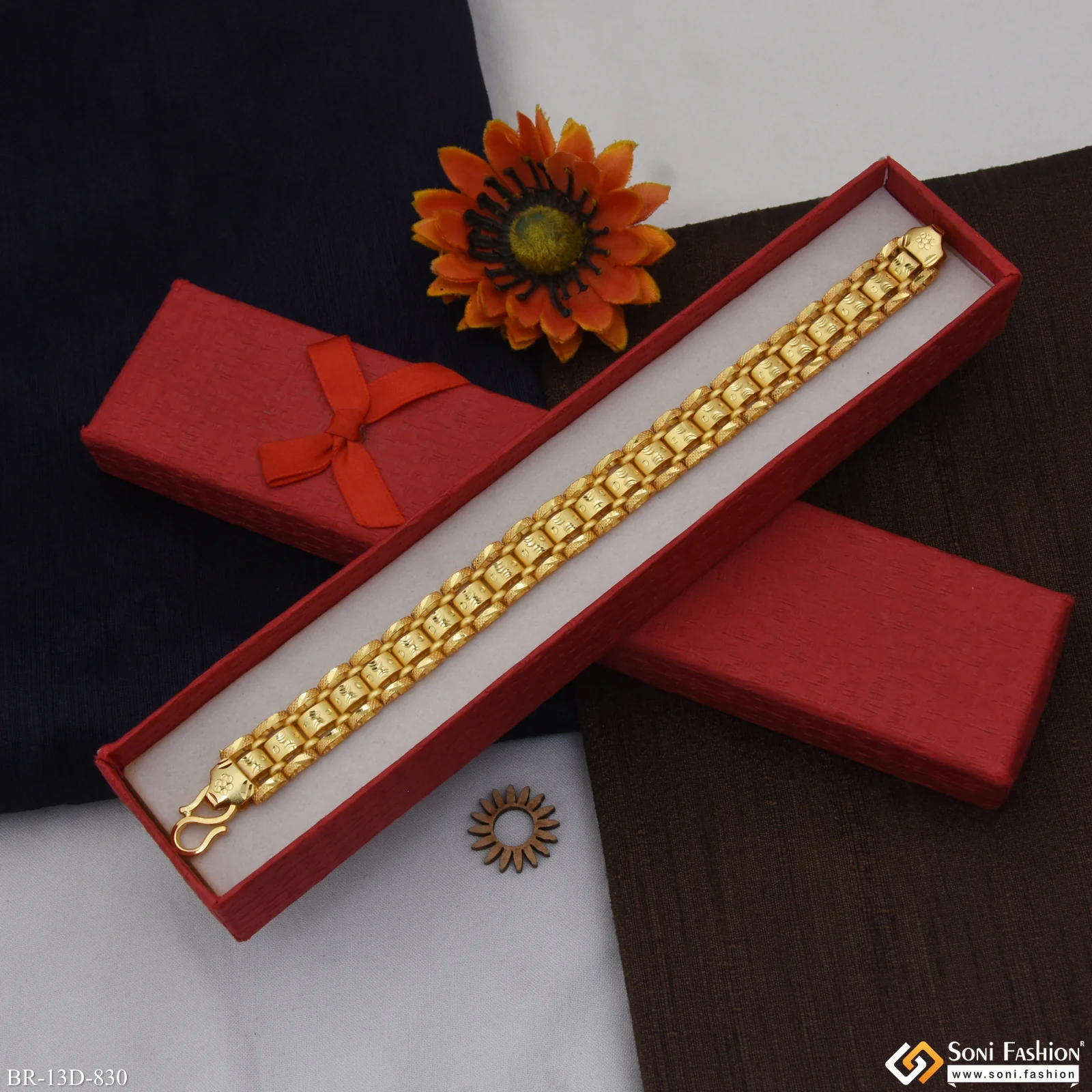 Awesome Design Gold Plated Box Bracelet for Men - Style D830 - Image 2