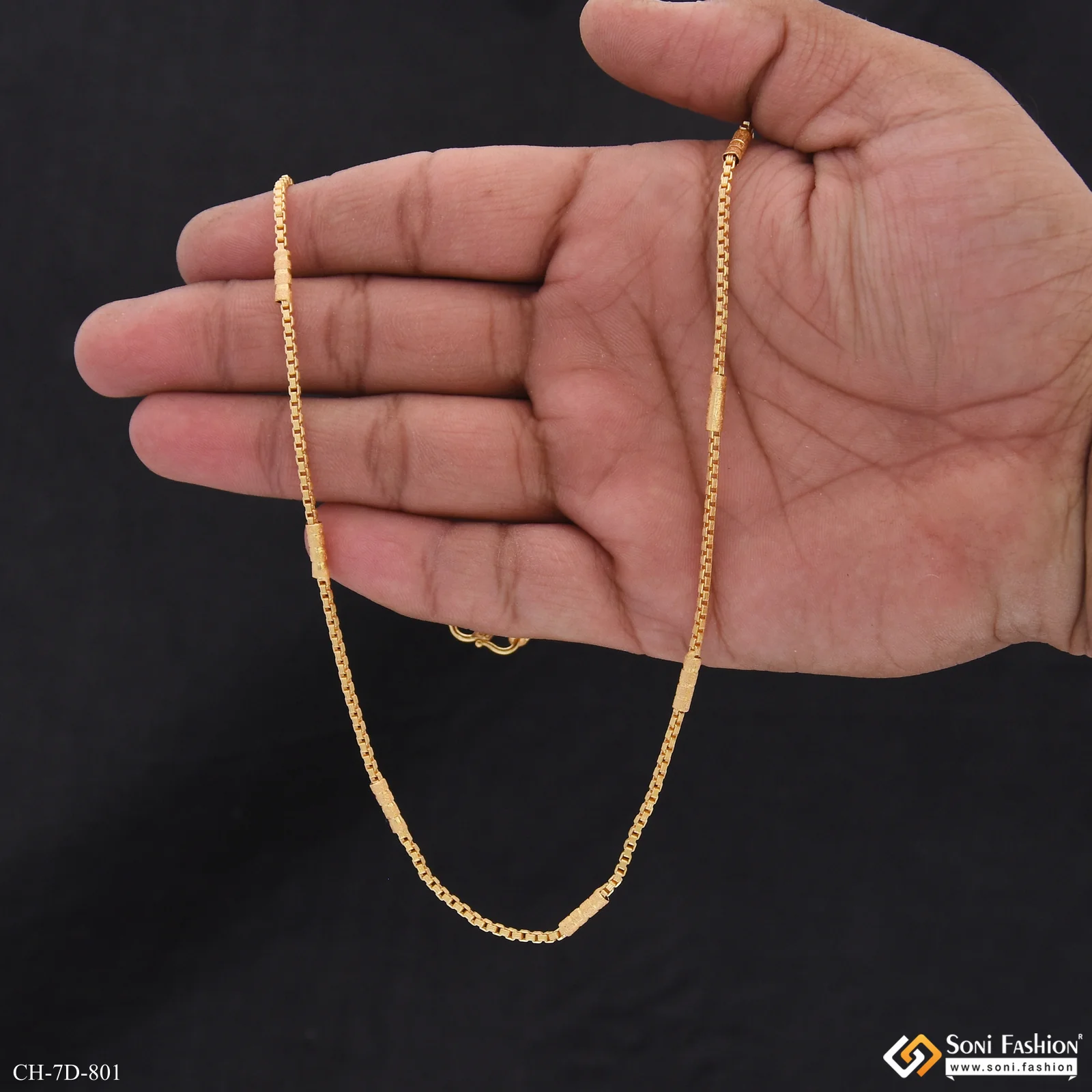Awesome Design Gold Plated Box Link With Pipe for Men - Style D801 - Image 3