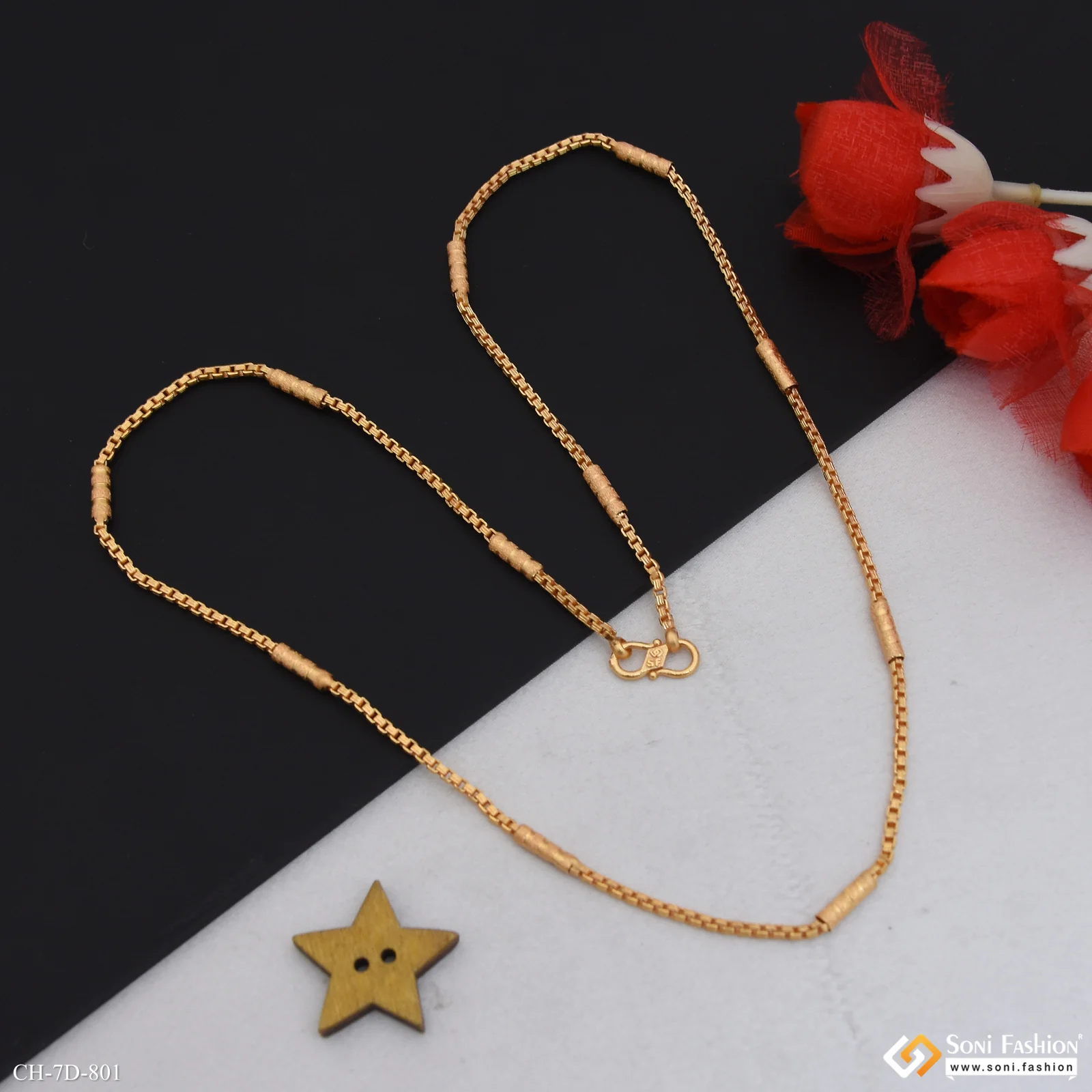 Awesome Design Gold Plated Box Link With Pipe for Men - Style D801 - Image 6