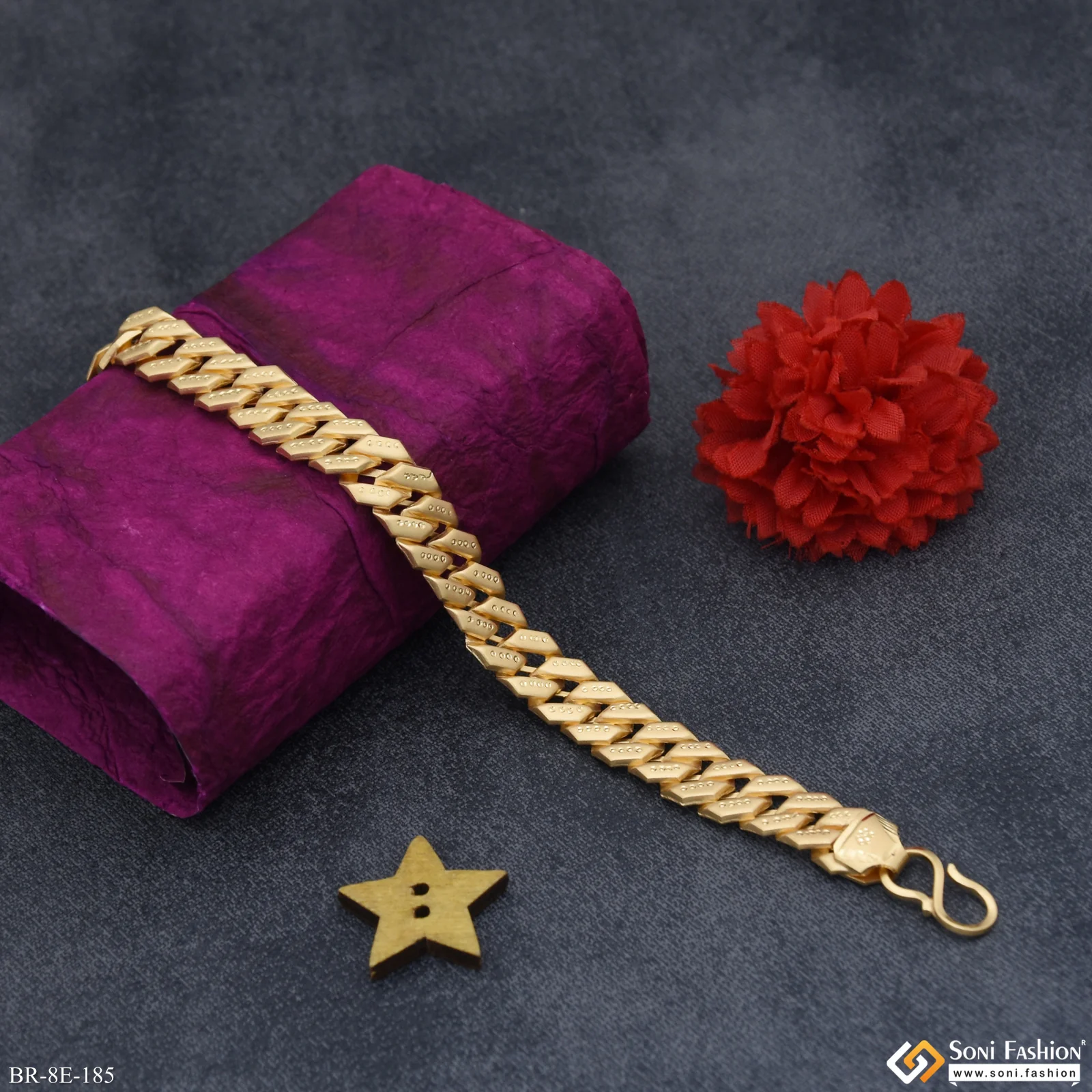 Awesome Design Gold Plated Pokal Bracelet for Men - Style E185 - Image 3