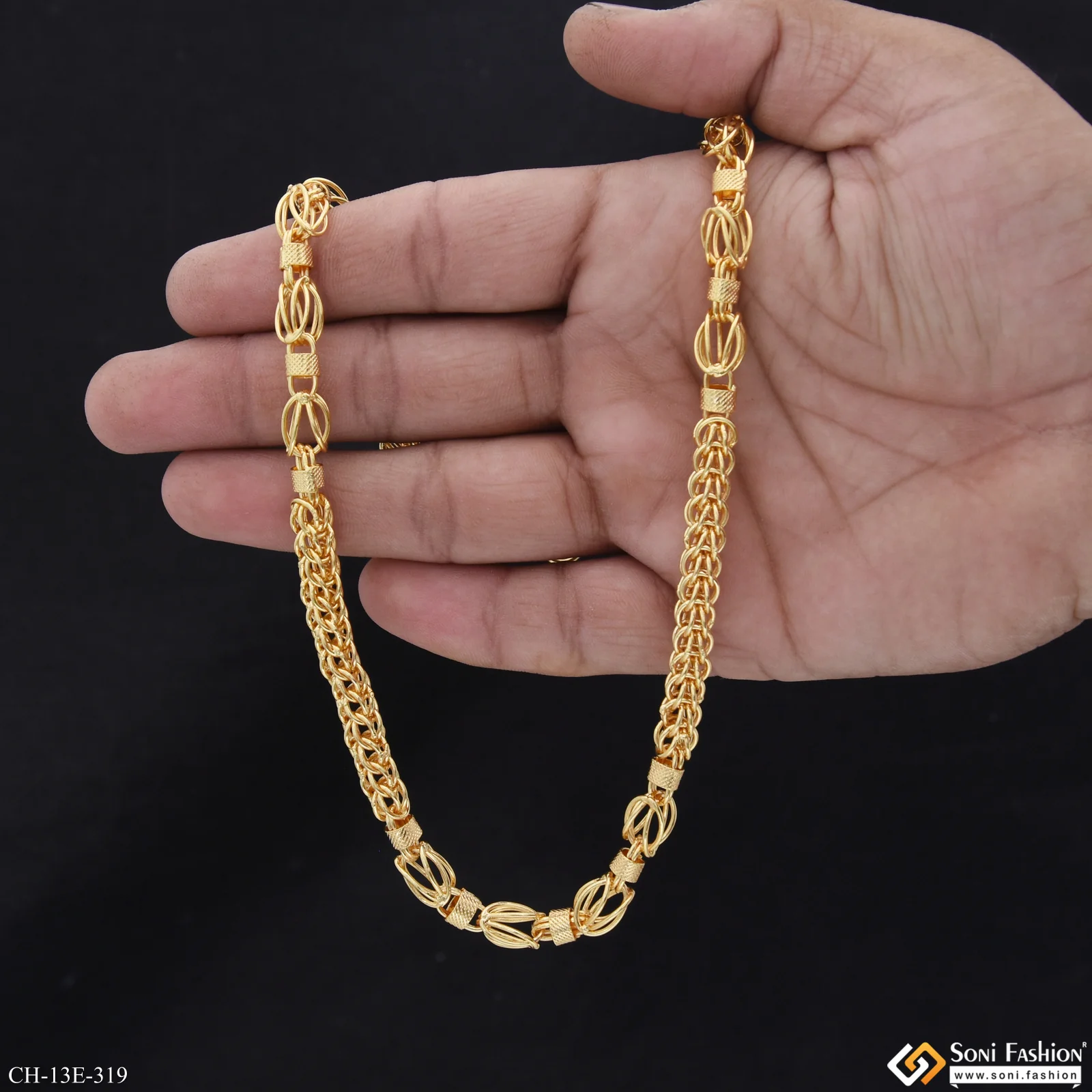 Awesome Design Gold Plated Rajwadi Chain for Men - Style E319 - Image 5
