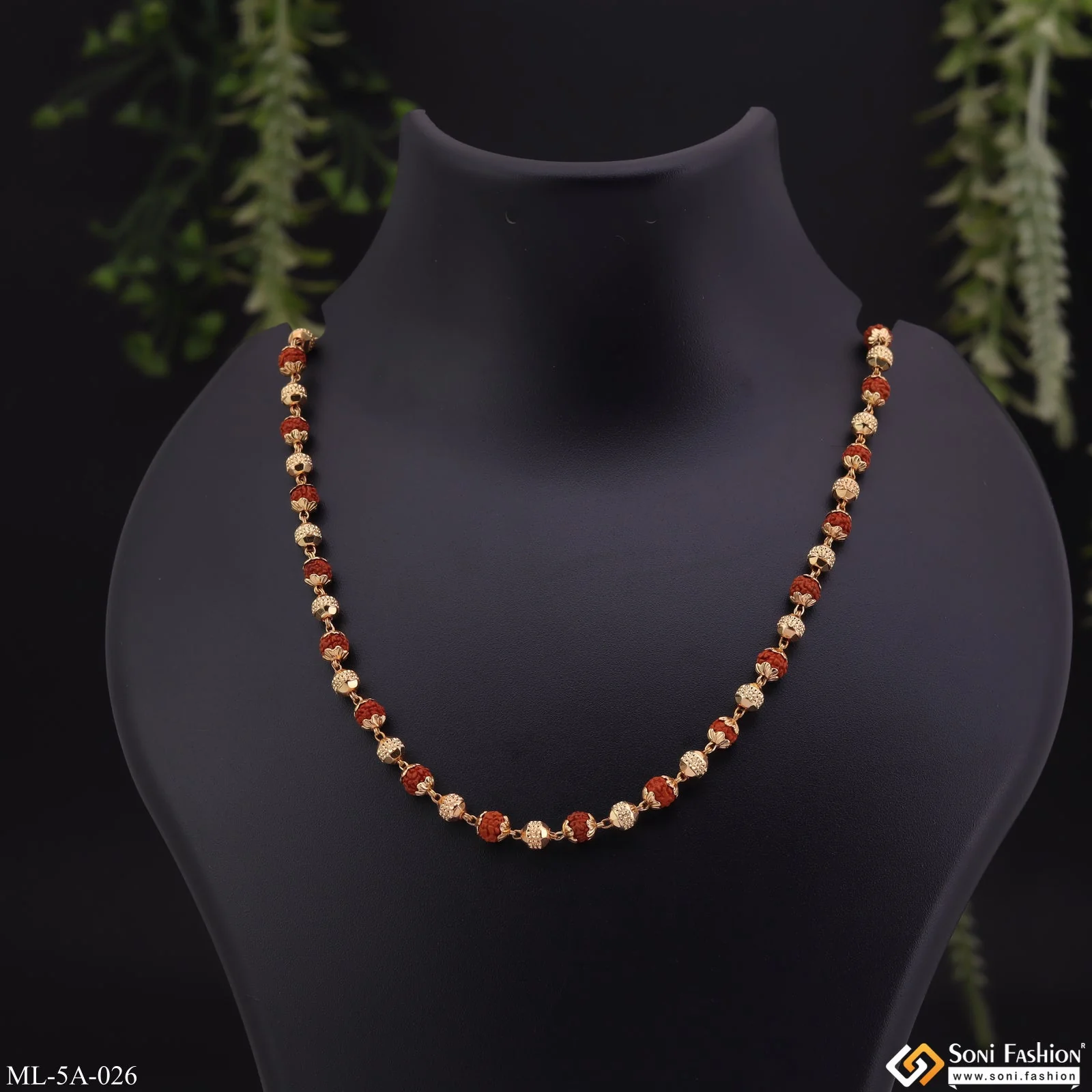 Awesome Design Gold Plated Rudraksha Mala for Men - Style A026