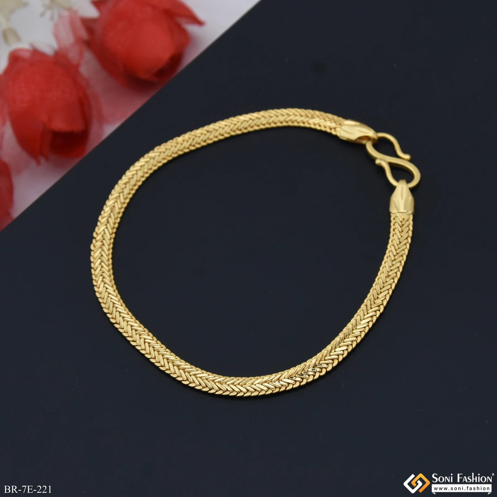 Awesome Design Gold Plated Snake Bracelet for Men - Style E221 - Image 5