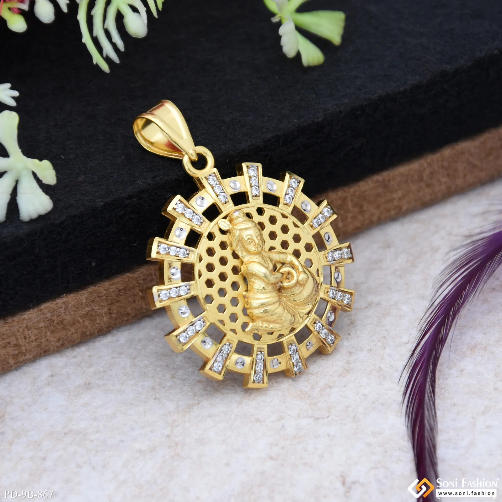 Bal Krishna Excellent Design Gold Plated Pendant for Men - Style B867 - Image 3