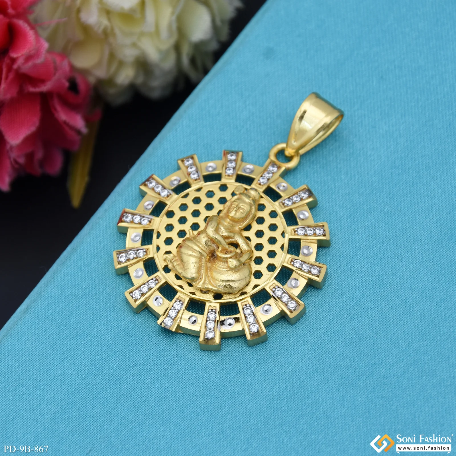 Bal Krishna Excellent Design Gold Plated Pendant for Men - Style B867 - Image 4