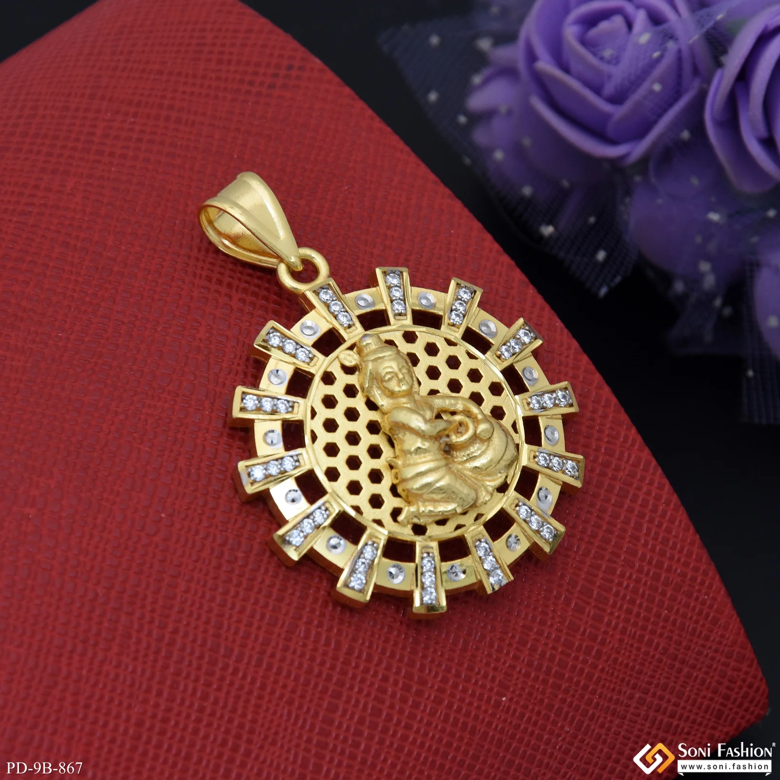 Bal Krishna Excellent Design Gold Plated Pendant for Men - Style B867 - Image 5