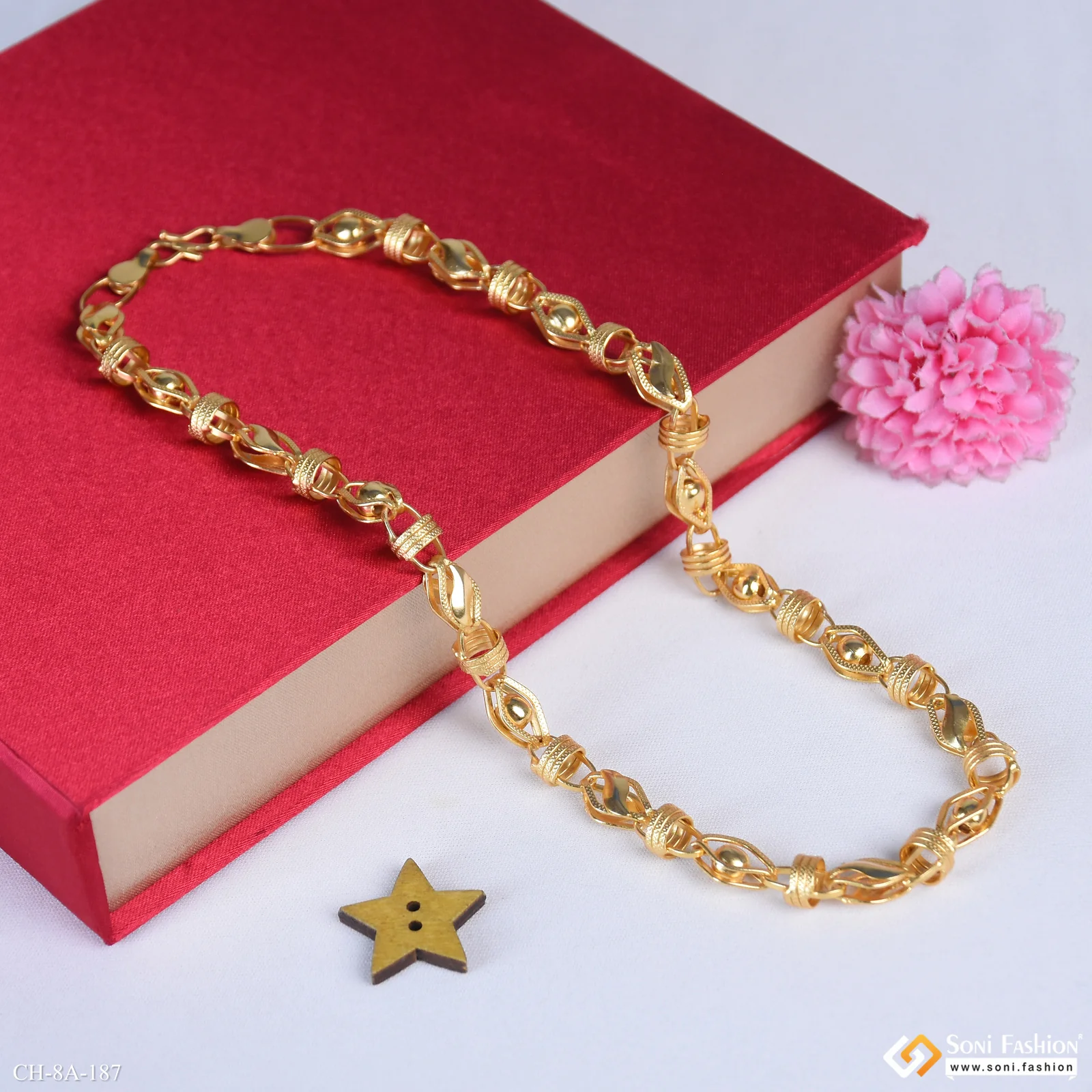 3D - Ball Cube Superior Quality Graceful Design Gold Plated Chain - Style A187 - Image 3