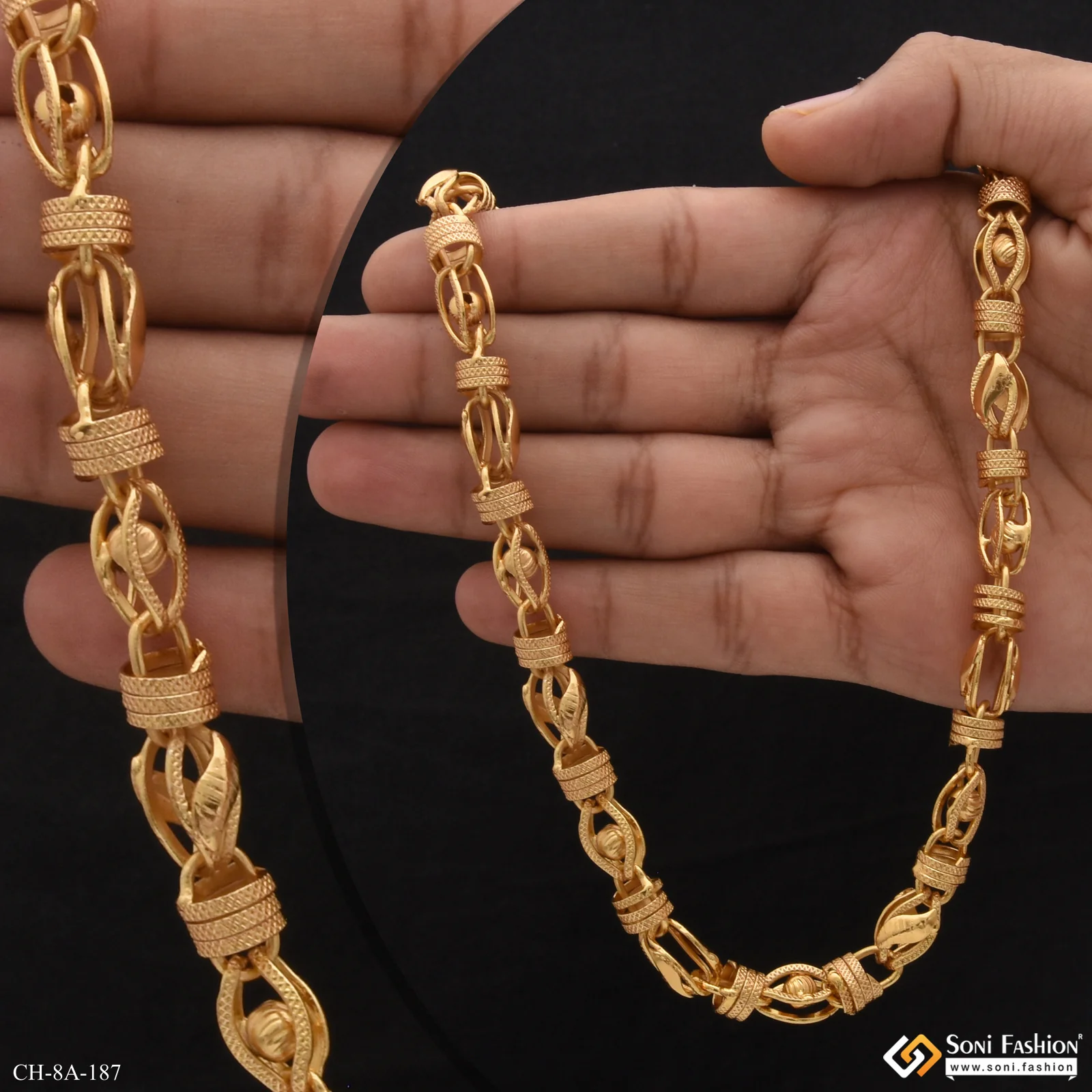3D - Ball Cube Superior Quality Graceful Design Gold Plated Chain - Style A187 - Image 6