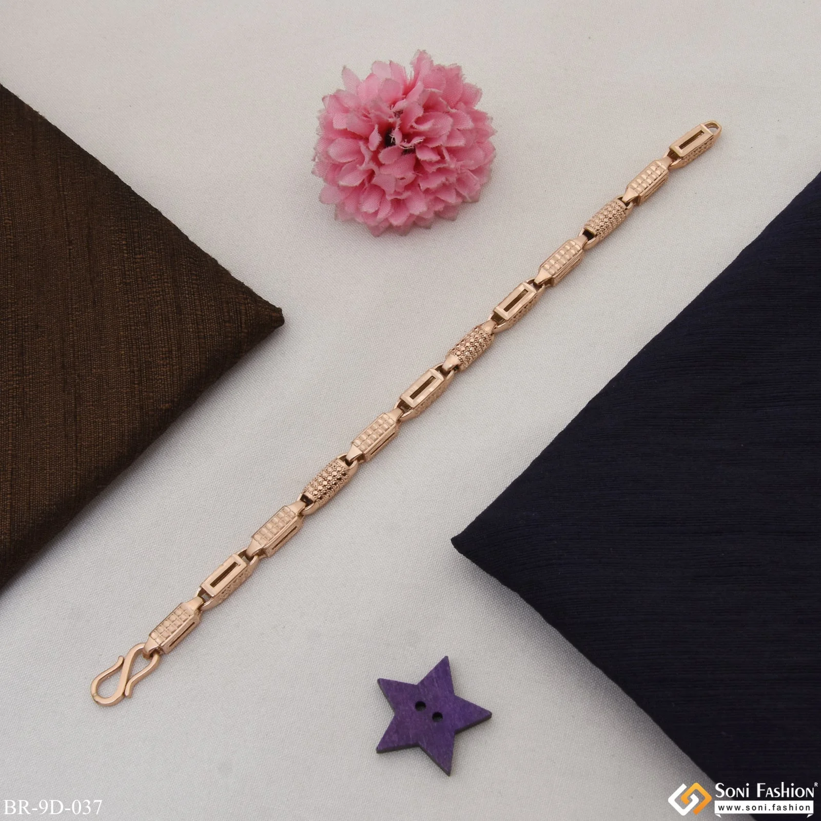Beautiful Design Fabulous Design Rose Gold Color Bracelet for Men - Style D037 - Image 2