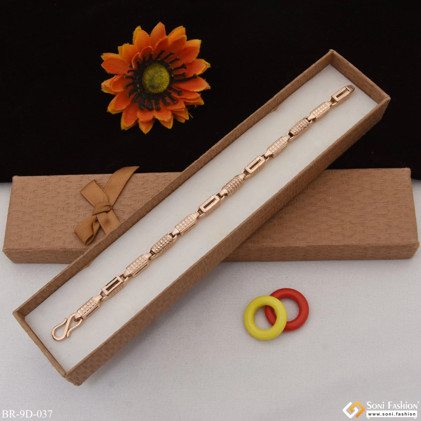 Beautiful Design Fabulous Design Rose Gold Color Bracelet for Men - Style D037 - Image 3