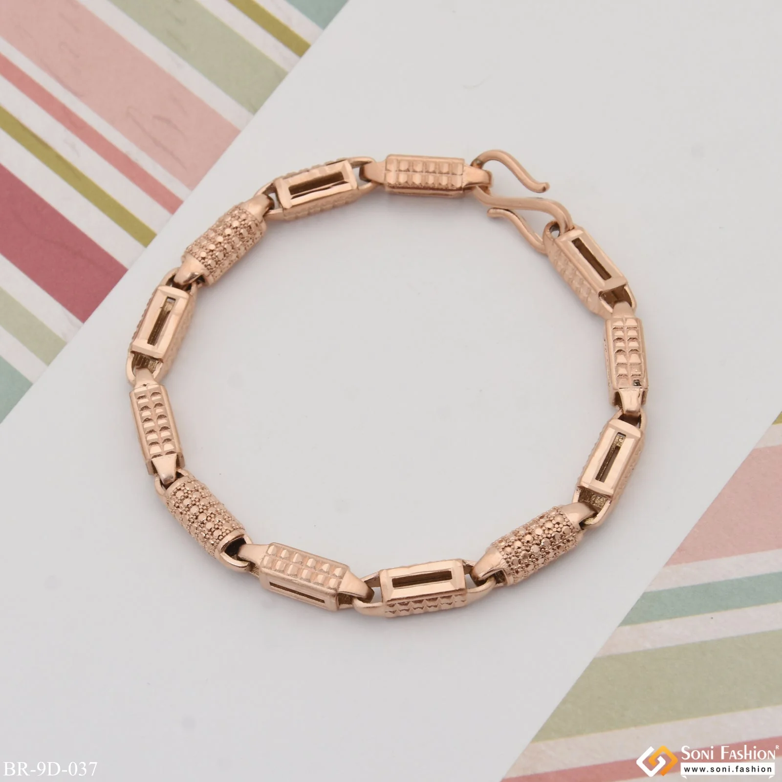 Beautiful Design Fabulous Design Rose Gold Color Bracelet for Men - Style D037 - Image 4