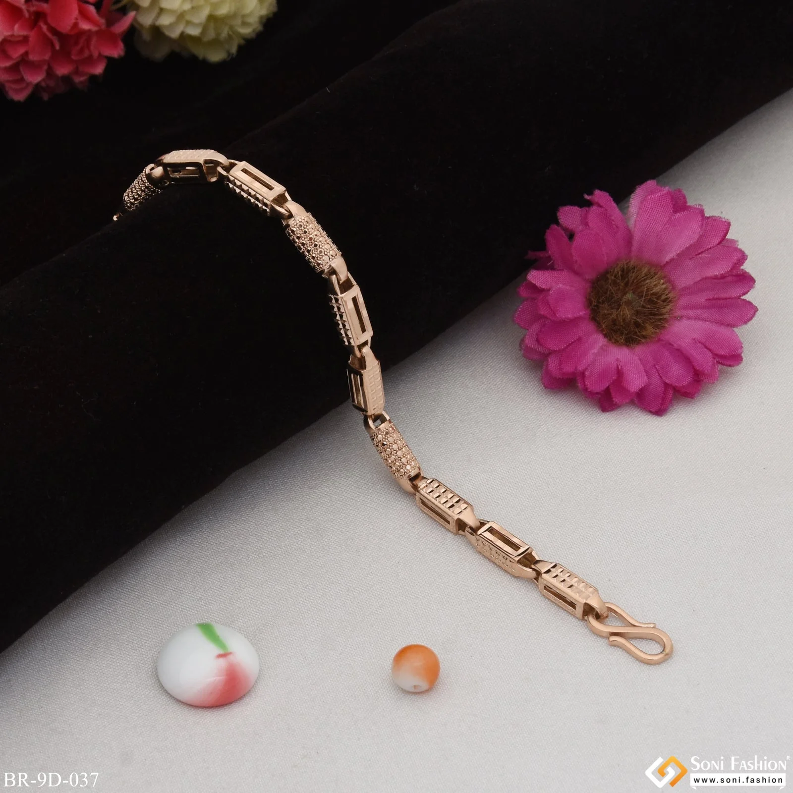 Beautiful Design Fabulous Design Rose Gold Color Bracelet for Men - Style D037 - Image 5