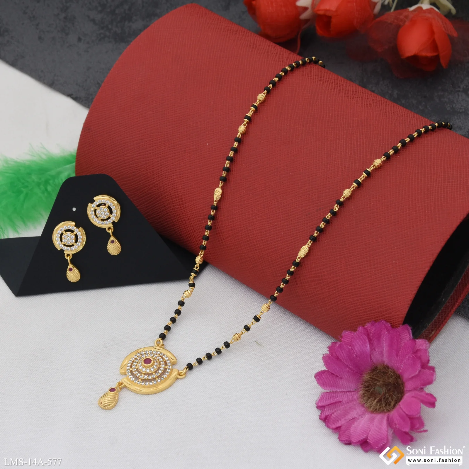 Beautiful Design Gold Plated Mangalsutra Set for Women - Style A577 - Image 3