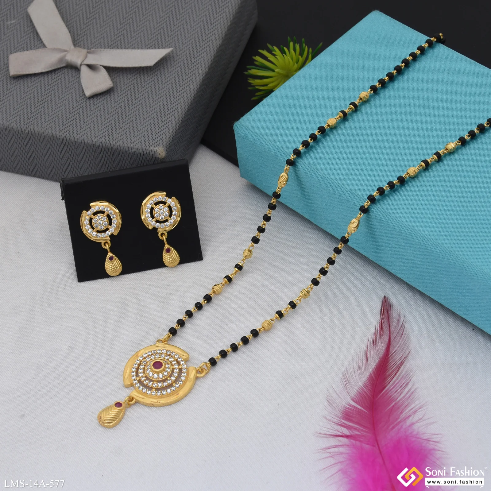 Beautiful Design Gold Plated Mangalsutra Set for Women - Style A577 - Image 5