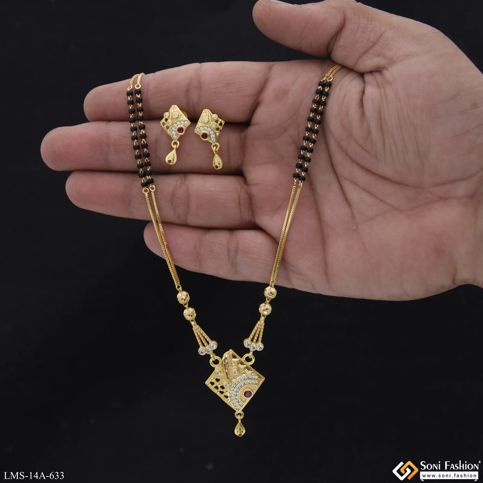 Beautiful Design Gold Plated Mangalsutra Set for Women - Style A633 - Image 2
