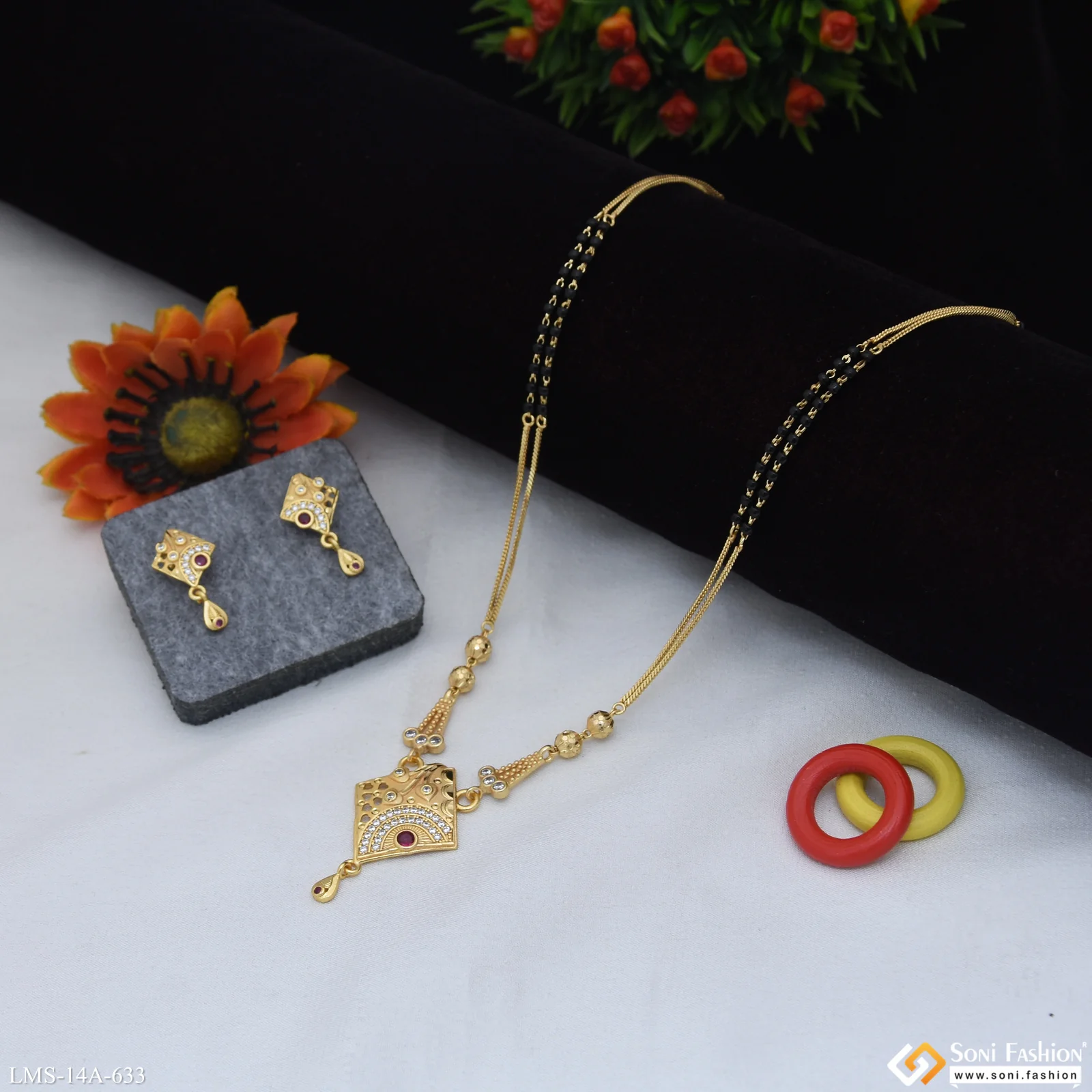 Beautiful Design Gold Plated Mangalsutra Set for Women - Style A633 - Image 3