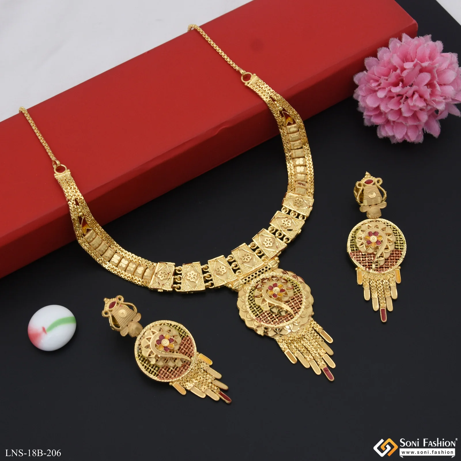 Beautiful Design Gold Plated Necklace Set for Women - Style B206 - Image 2