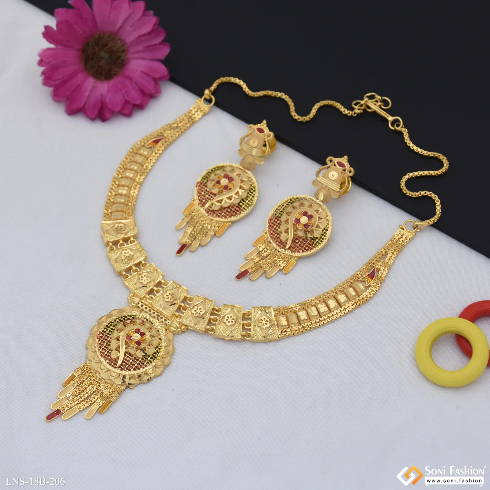 Beautiful Design Gold Plated Necklace Set for Women - Style B206 - Image 3