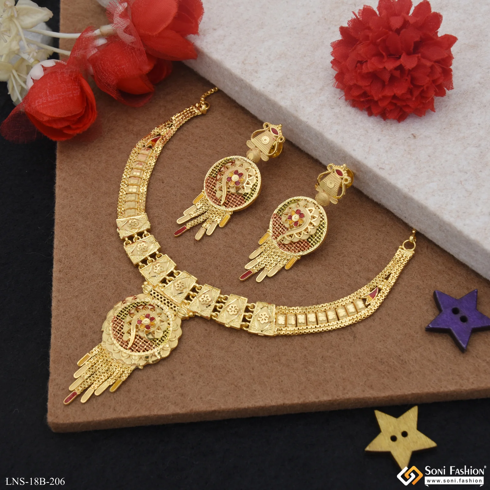Beautiful Design Gold Plated Necklace Set for Women - Style B206 - Image 4