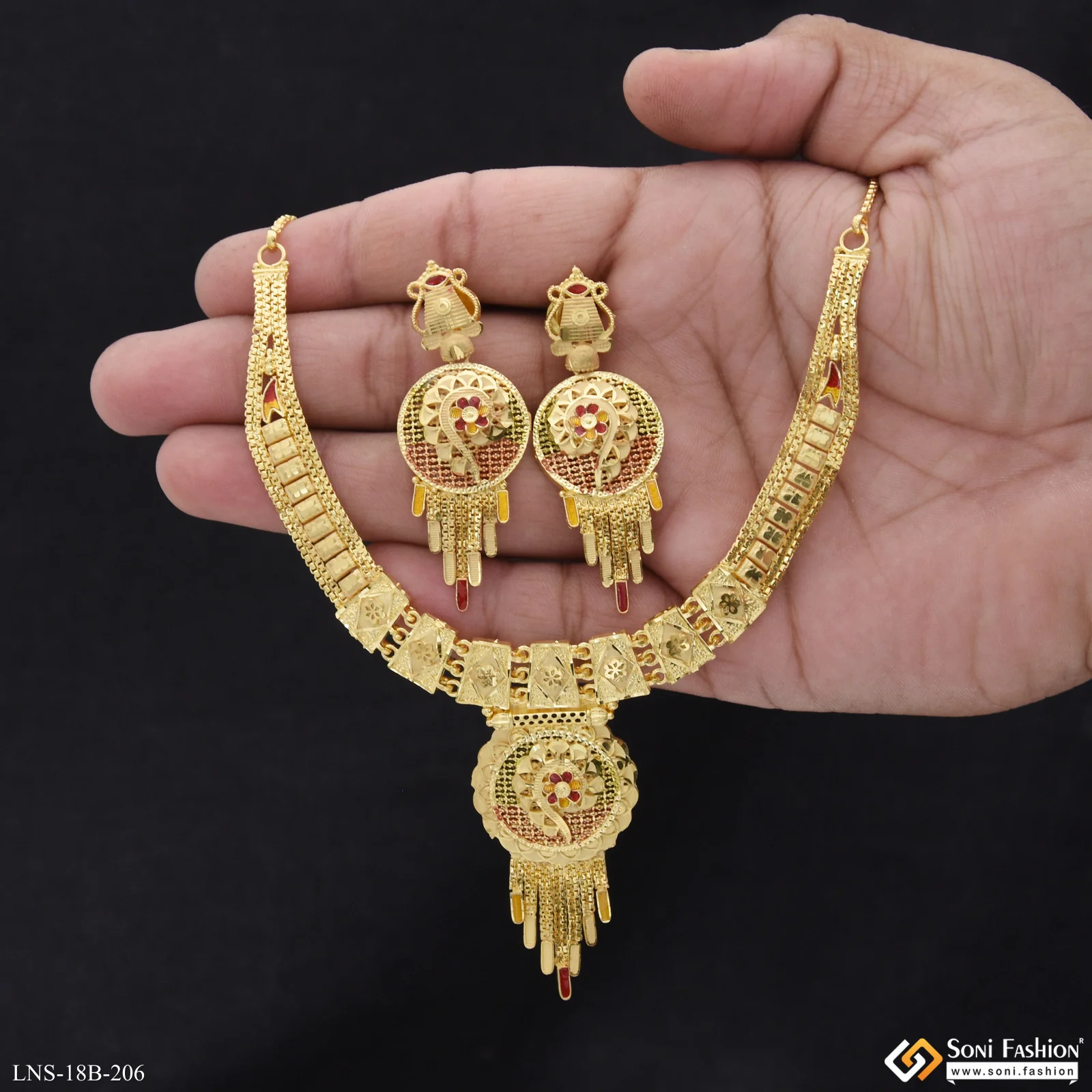 Beautiful Design Gold Plated Necklace Set for Women - Style B206 - Image 5