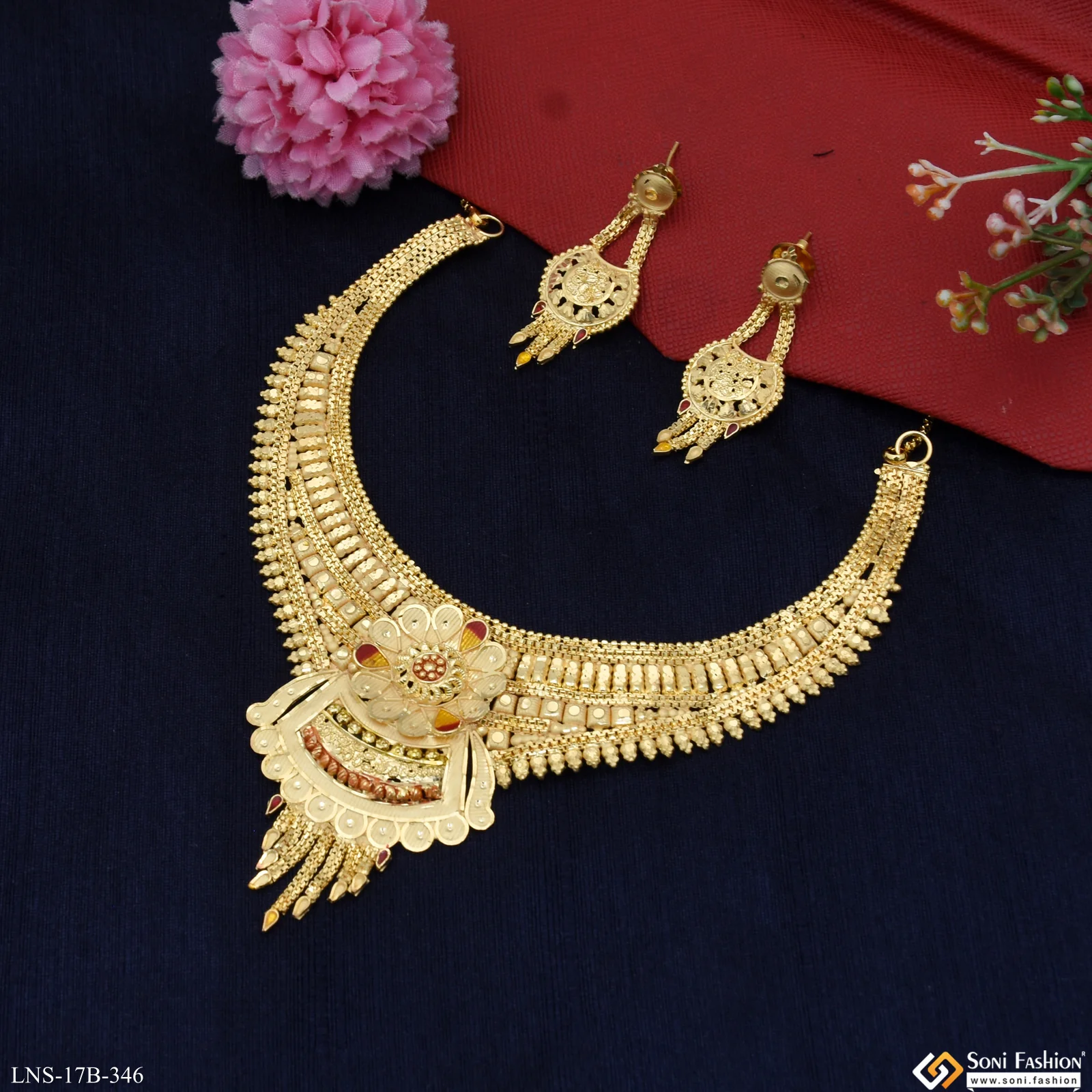 Beautiful Design Gold Plated Necklace Set for Women - Style B346 - Image 5