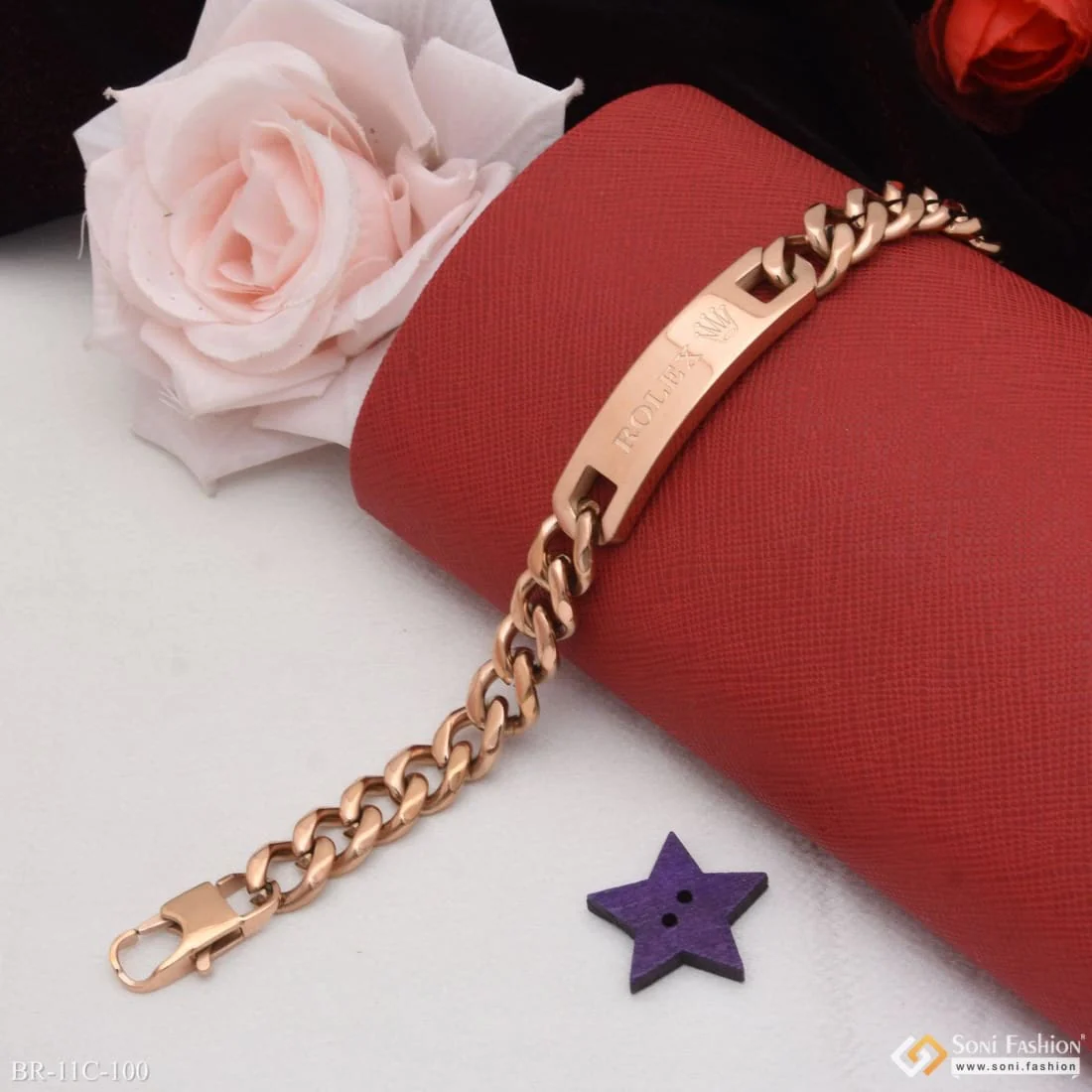 Beautiful Design Premium-Grade Quality Rose Gold Bracelet for Men - Style C100 - Image 5