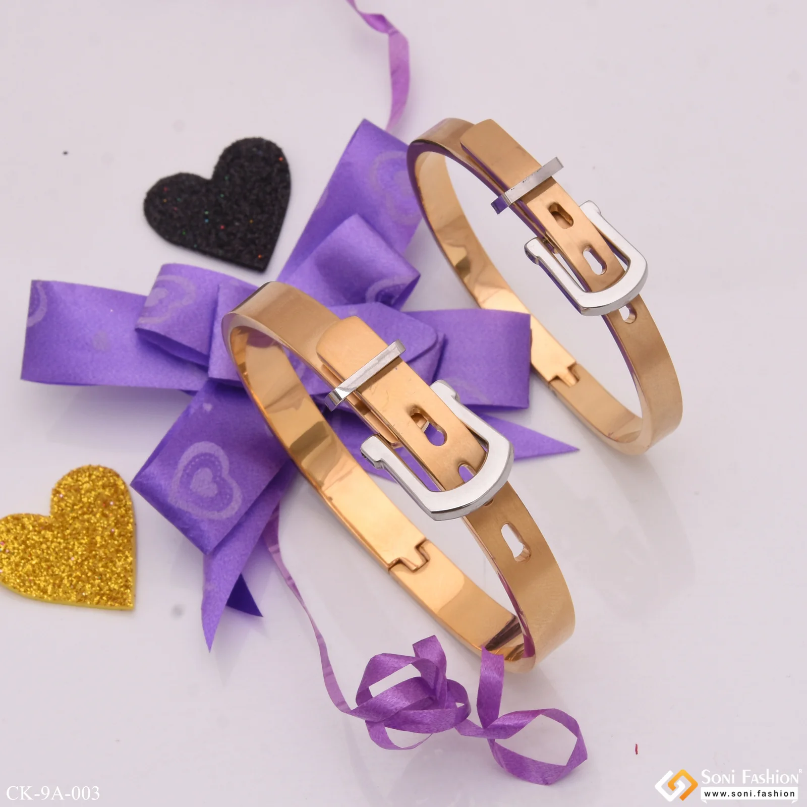 Belt Exceptional Design High-quality Golden & Silver Color Couple Kada - Style A003 - Image 3