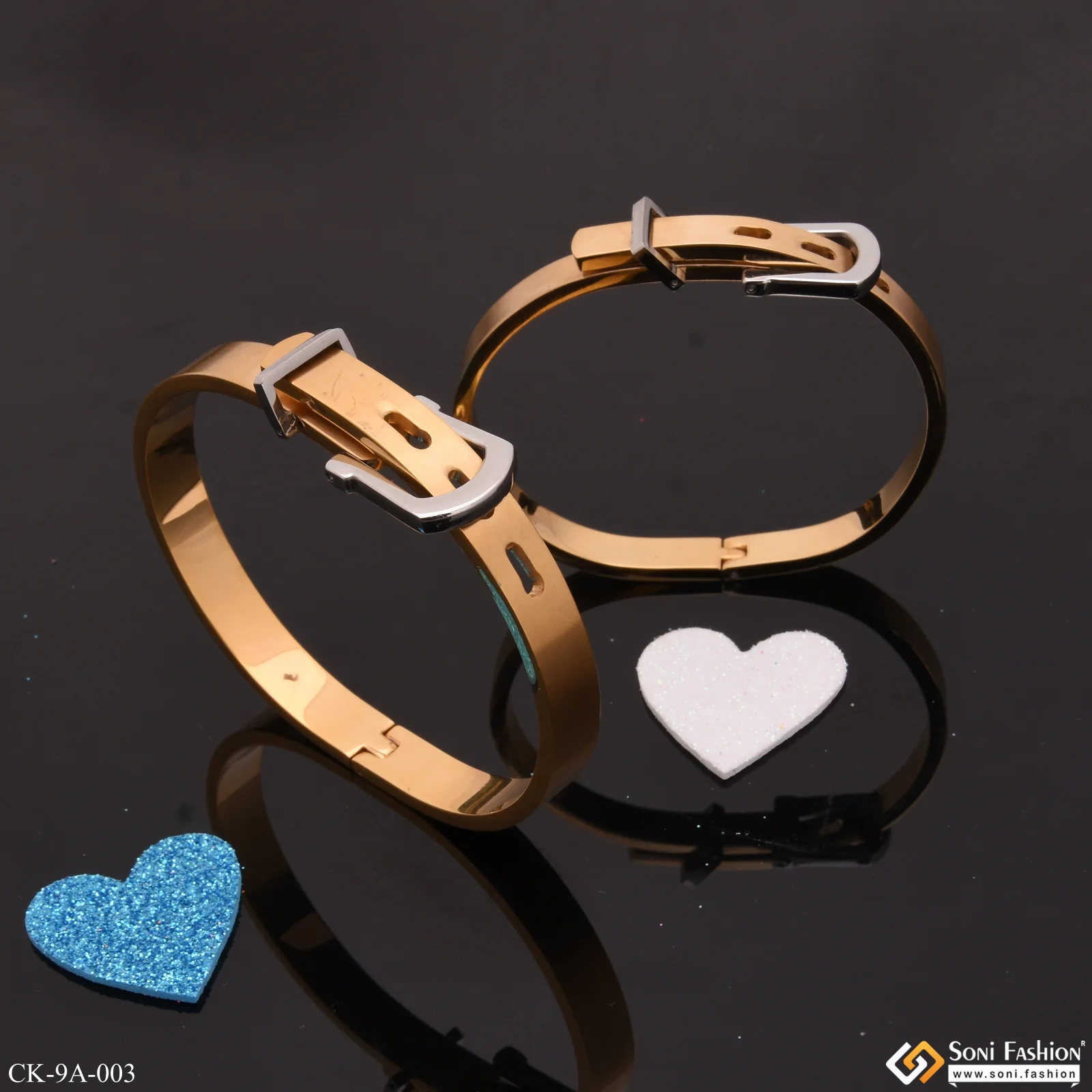 Belt Exceptional Design High-quality Golden & Silver Color Couple Kada - Style A003 - Image 4