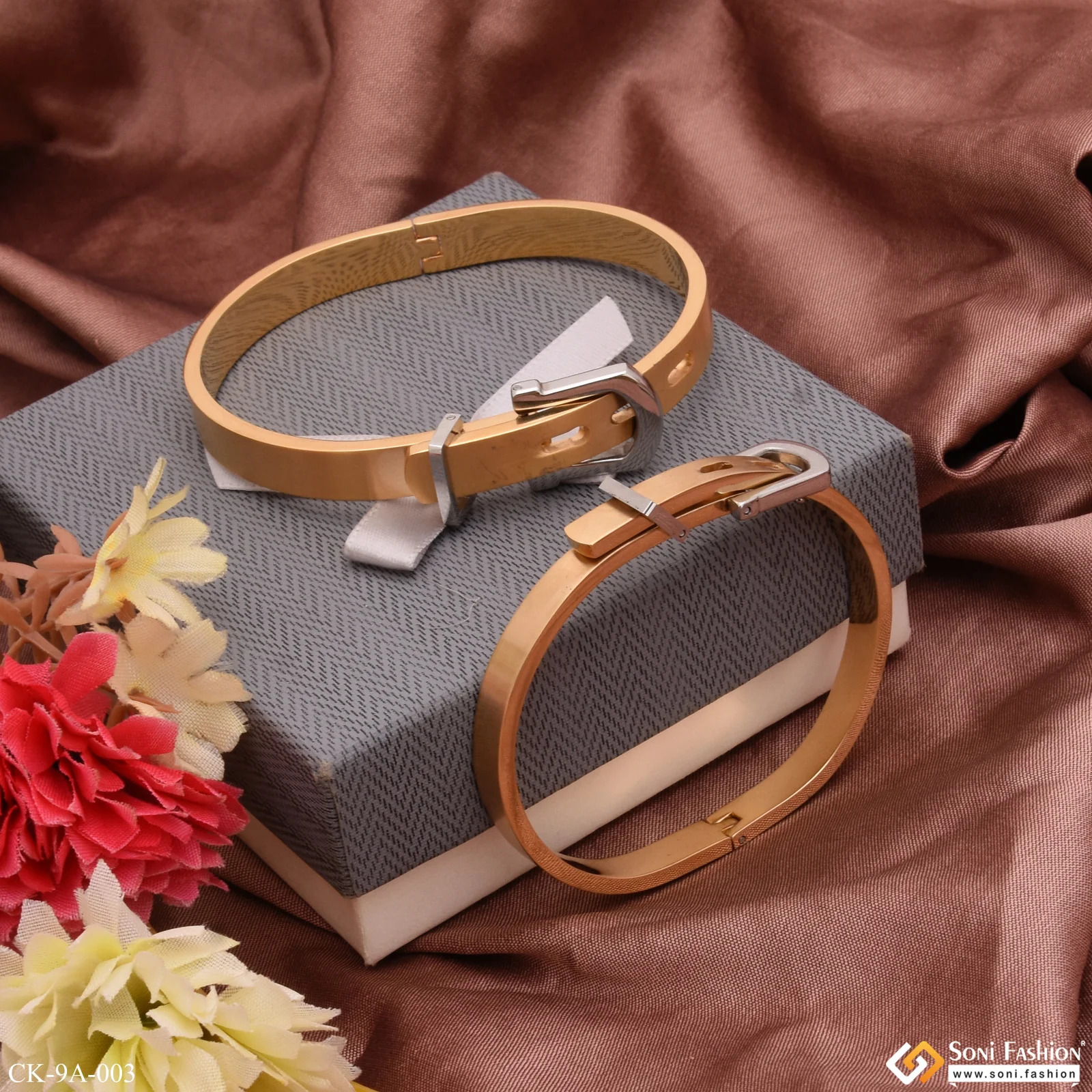 Belt Exceptional Design High-quality Golden & Silver Color Couple Kada - Style A003 - Image 5