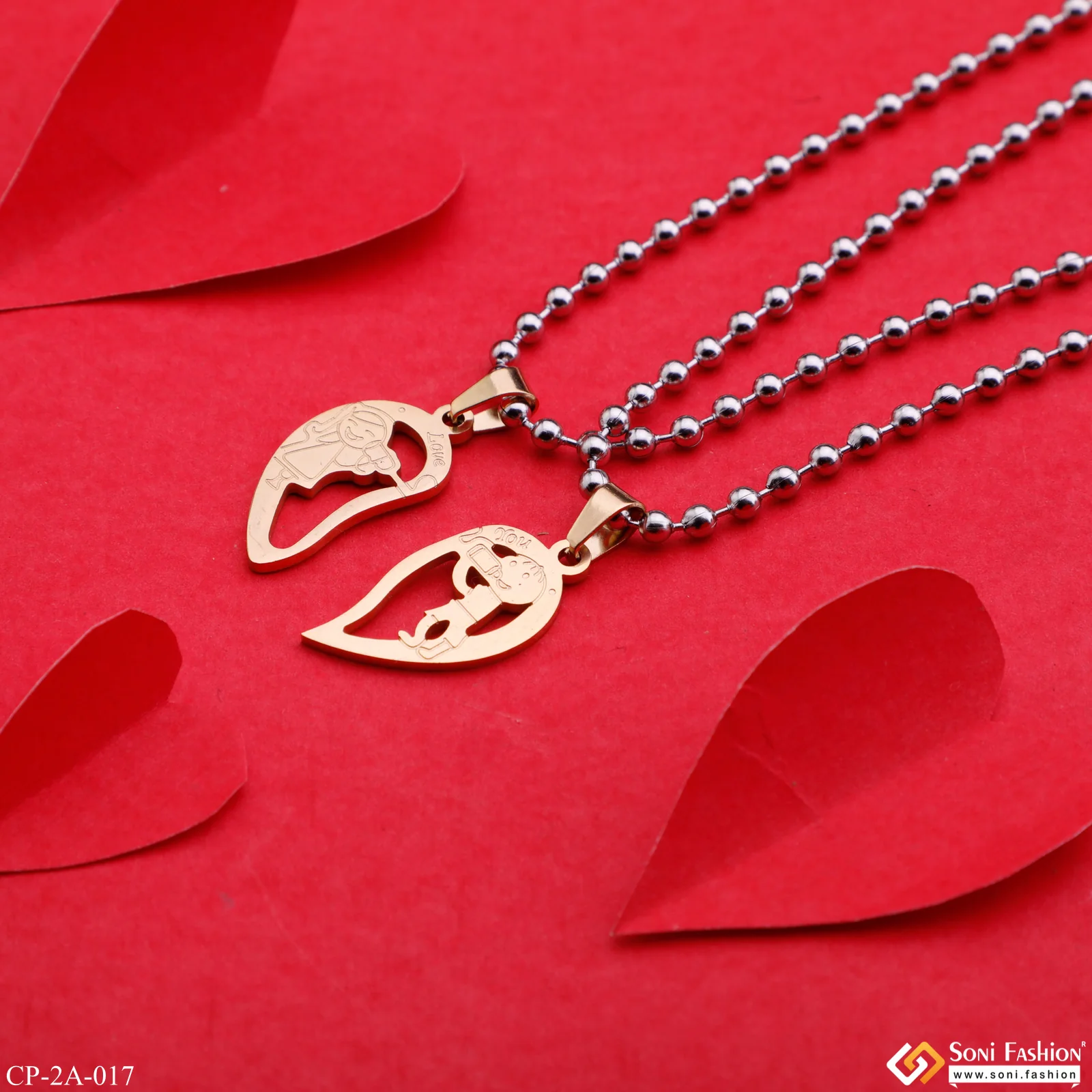 Best Friend Couple Locket With Chain - Stainless Steel Pendant Set - Style A017 - Image 2