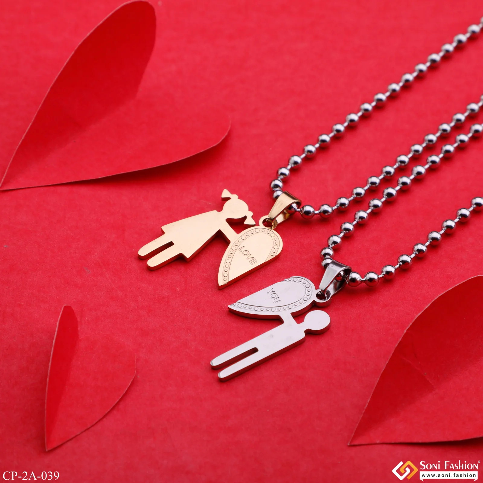 Best Love Couple Engagement Gift - 2 Locket With 2 Chain - Stainless Steel Made - Style A039 - Image 3