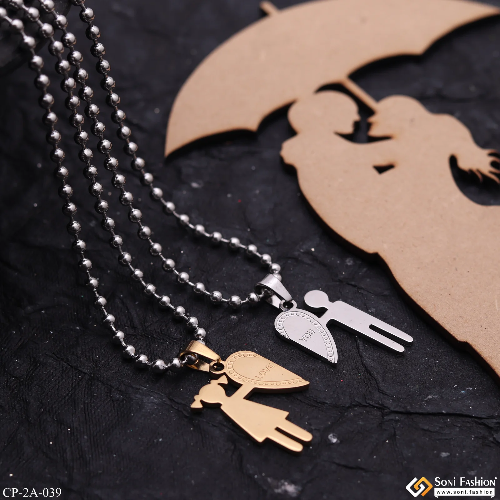 Best Love Couple Engagement Gift - 2 Locket With 2 Chain - Stainless Steel Made - Style A039 - Image 5