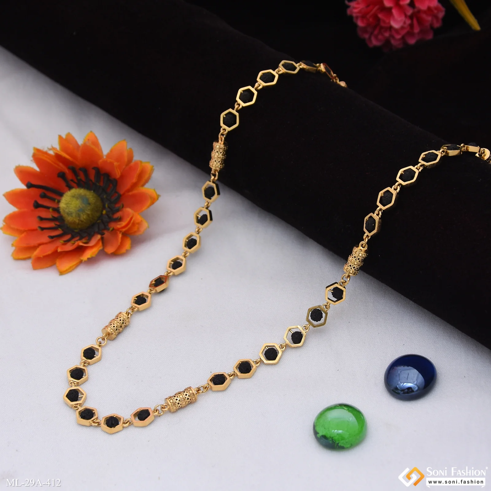Best Quality 18k Gold Plated Rudraksha Mala for Men - Style A412 - Image 3