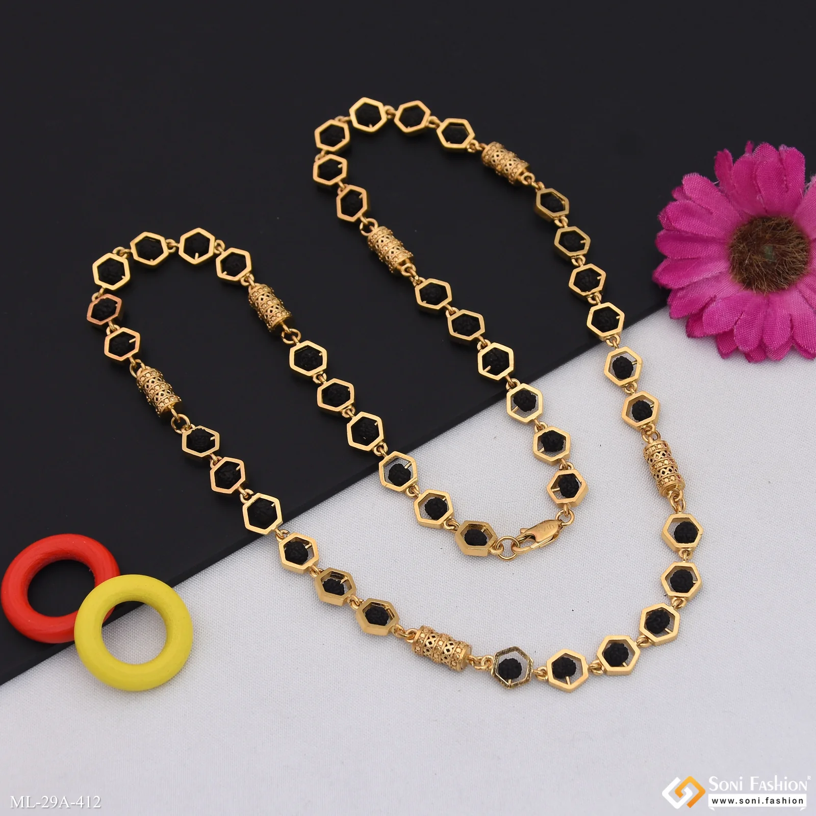 Best Quality 18k Gold Plated Rudraksha Mala for Men - Style A412 - Image 4