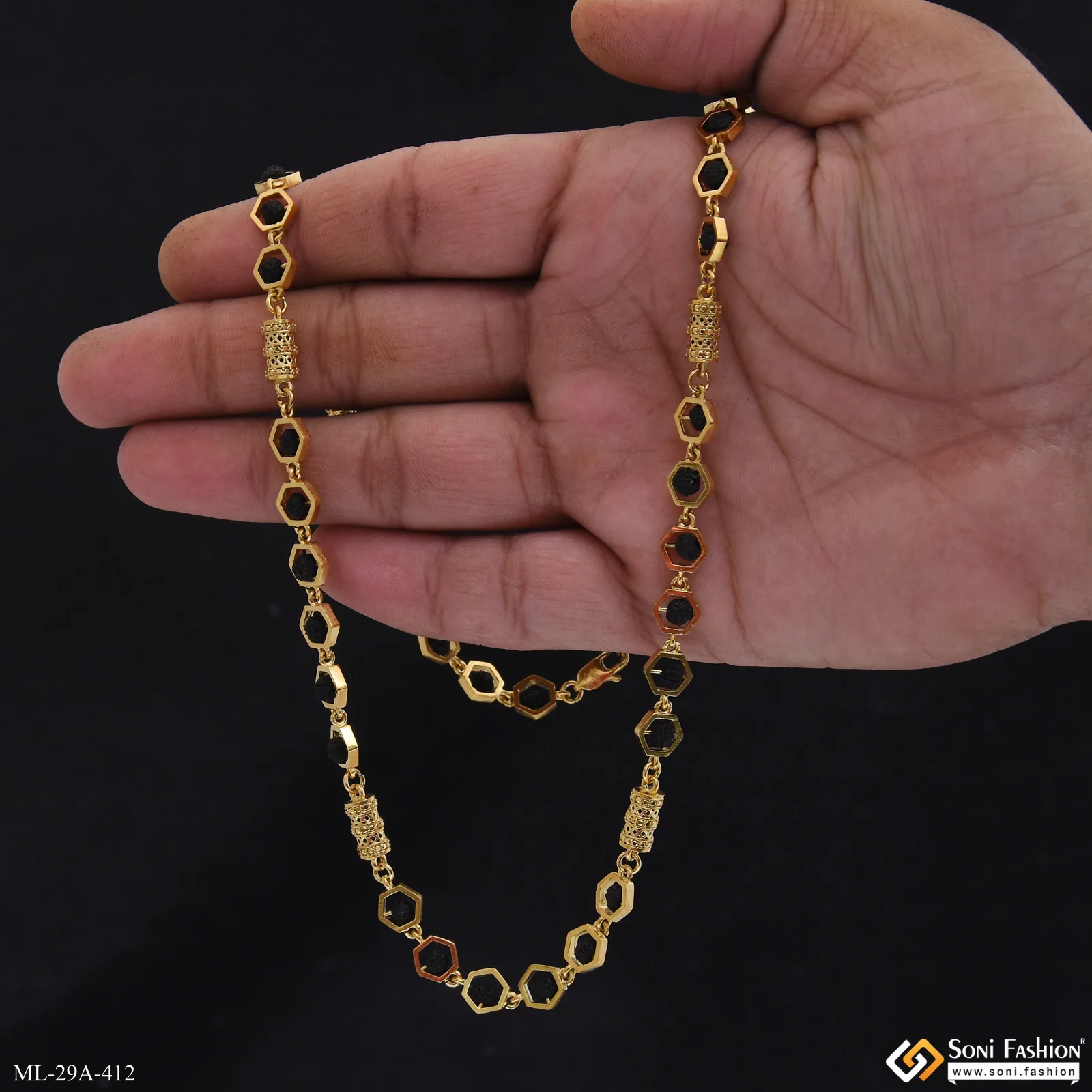 Best Quality 18k Gold Plated Rudraksha Mala for Men - Style A412 - Image 6